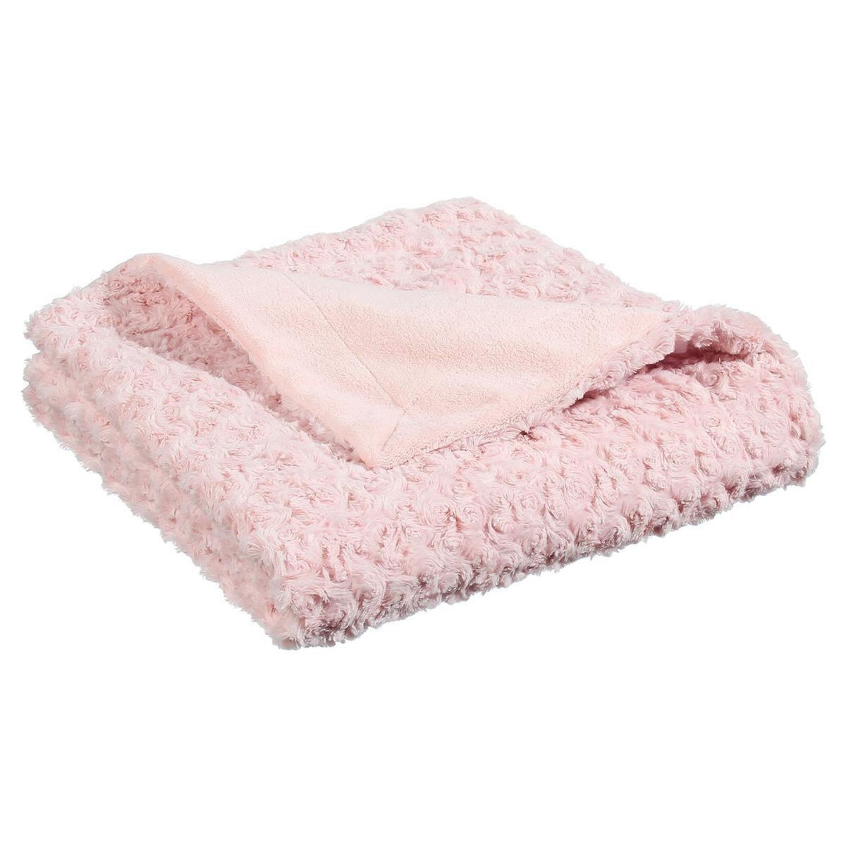 ATMOSPHERA Plaid Imitation Fourrure  Bouclée  120x160cm Rose