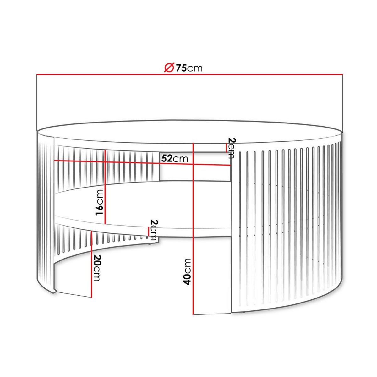 BEST MOBILIER Cruz - table basse ronde - blanc et doré - 1 niche - 75 cm