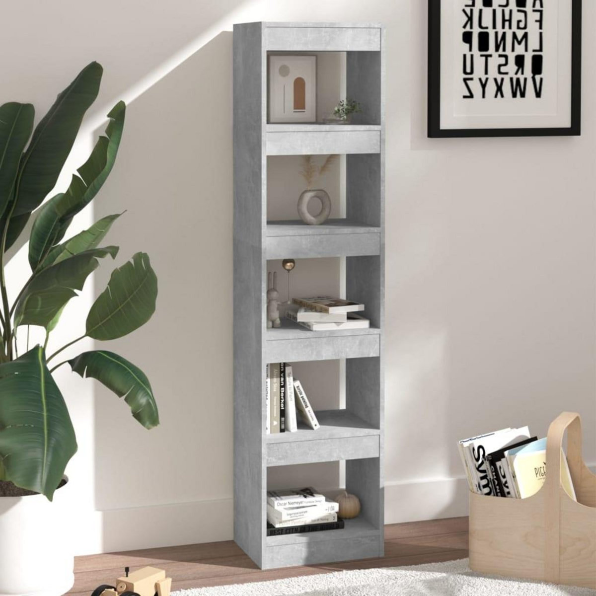 VIDAXL Bibliotheque/Separateur de piece Gris beton 40x30x166 cm