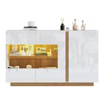 MERAX Buffet 3 porte(s) 0 tiroir(s) - 138 cm blanc led panneau de particules