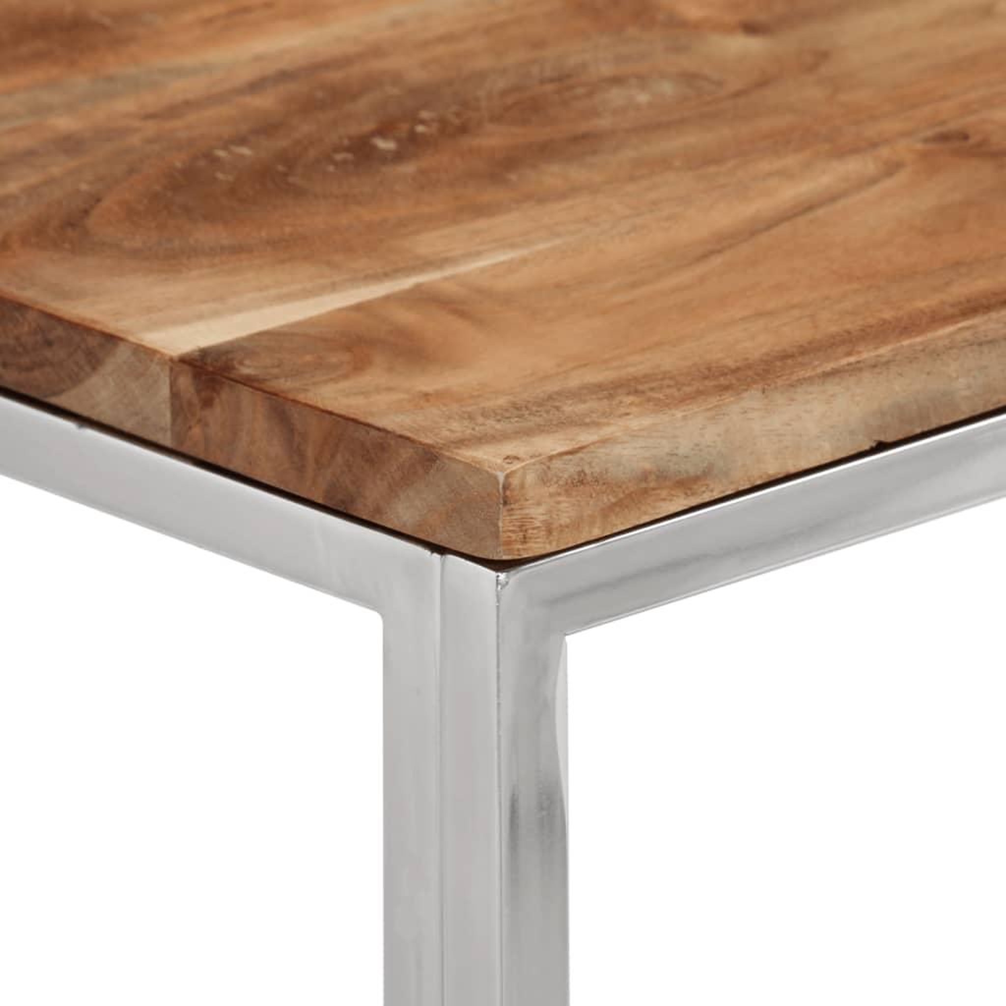 Voir la diapositive 4 : VIDAXL Table console argente acier inoxydable et bois massif d'acacia