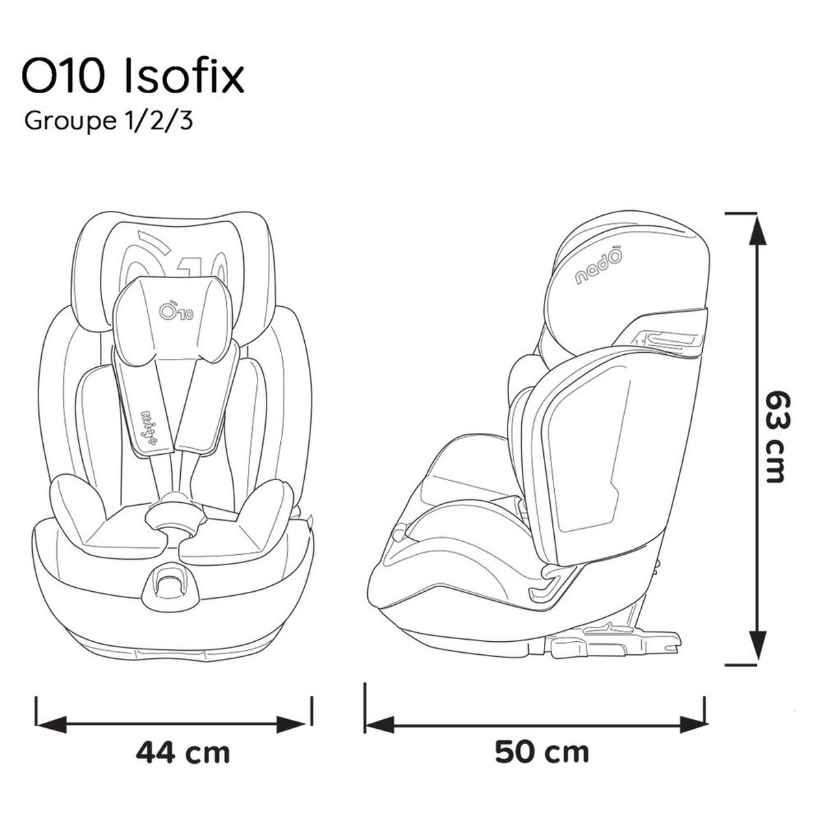 NADO X MIGO Siège auto isofix O10 groupe 1/2/3 