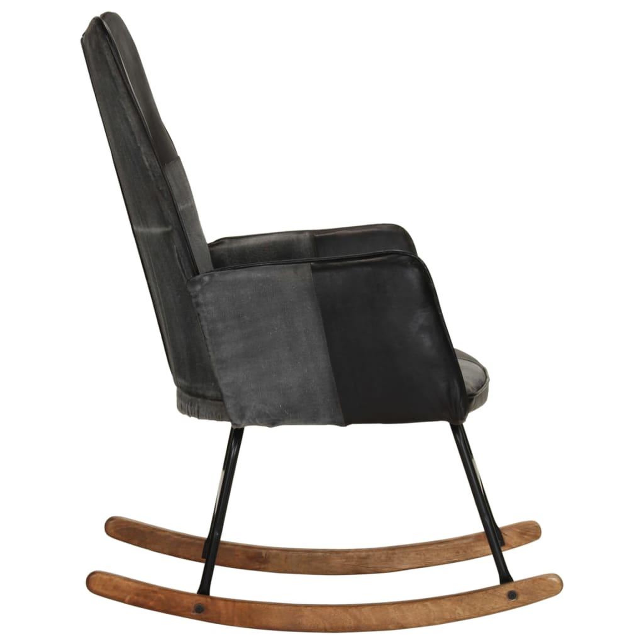 Voir la diapositive 3 : VIDAXL Chaise a bascule Noir Cuir veritable et toile