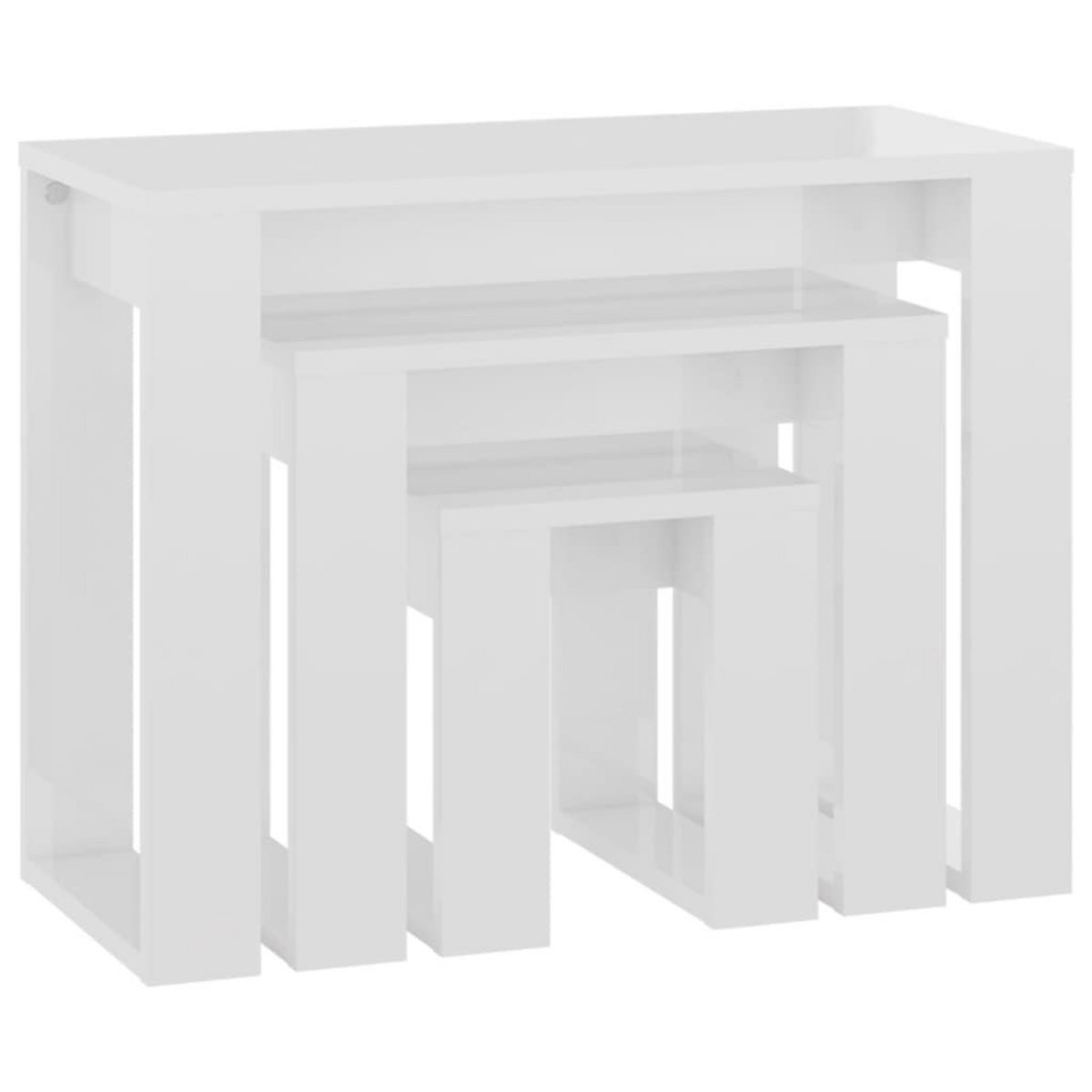 VIDAXL Tables gigognes 3 pcs Blanc brillant Bois d'ingenierie