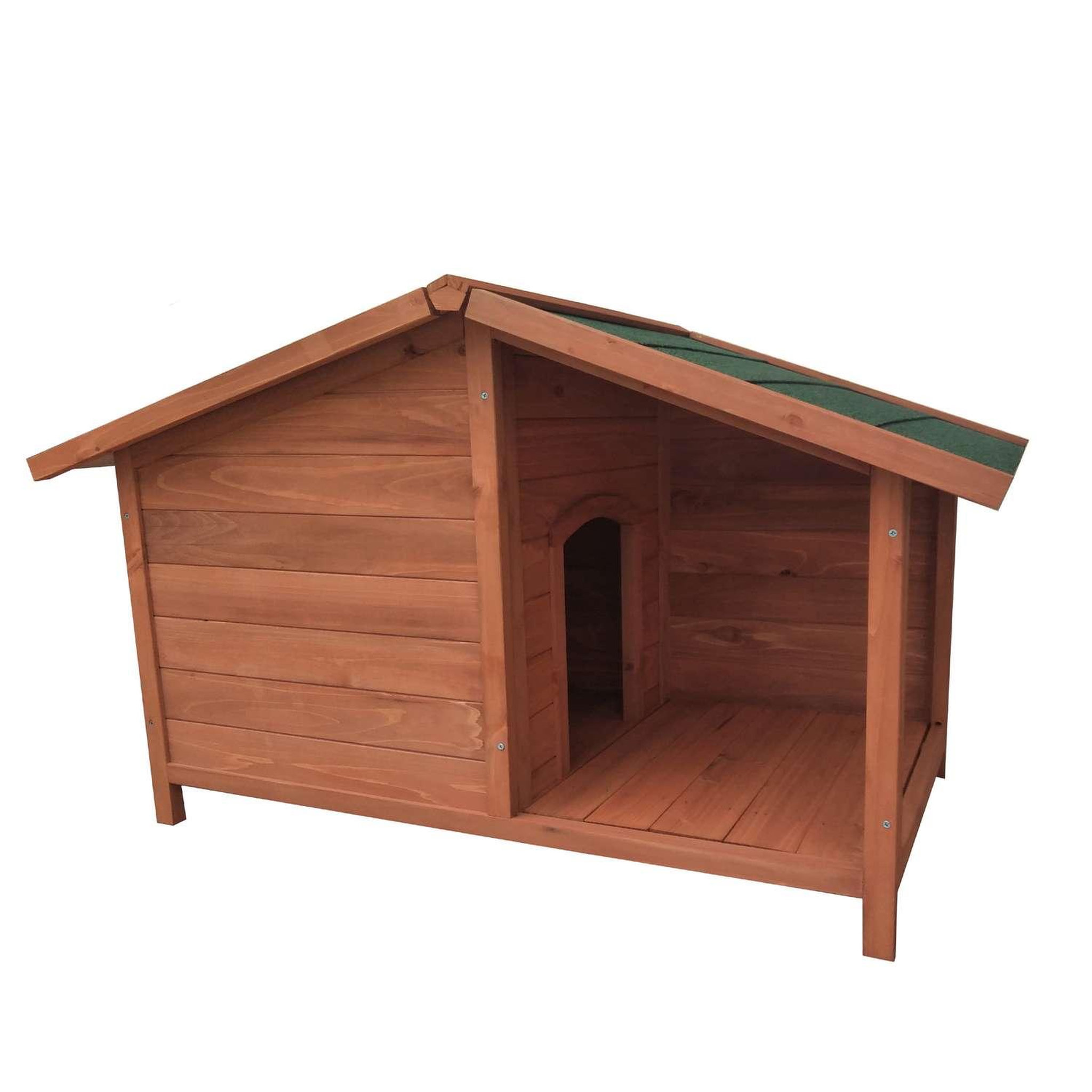 TOILINUX Niche pour chien rio avec patio en bois naturel