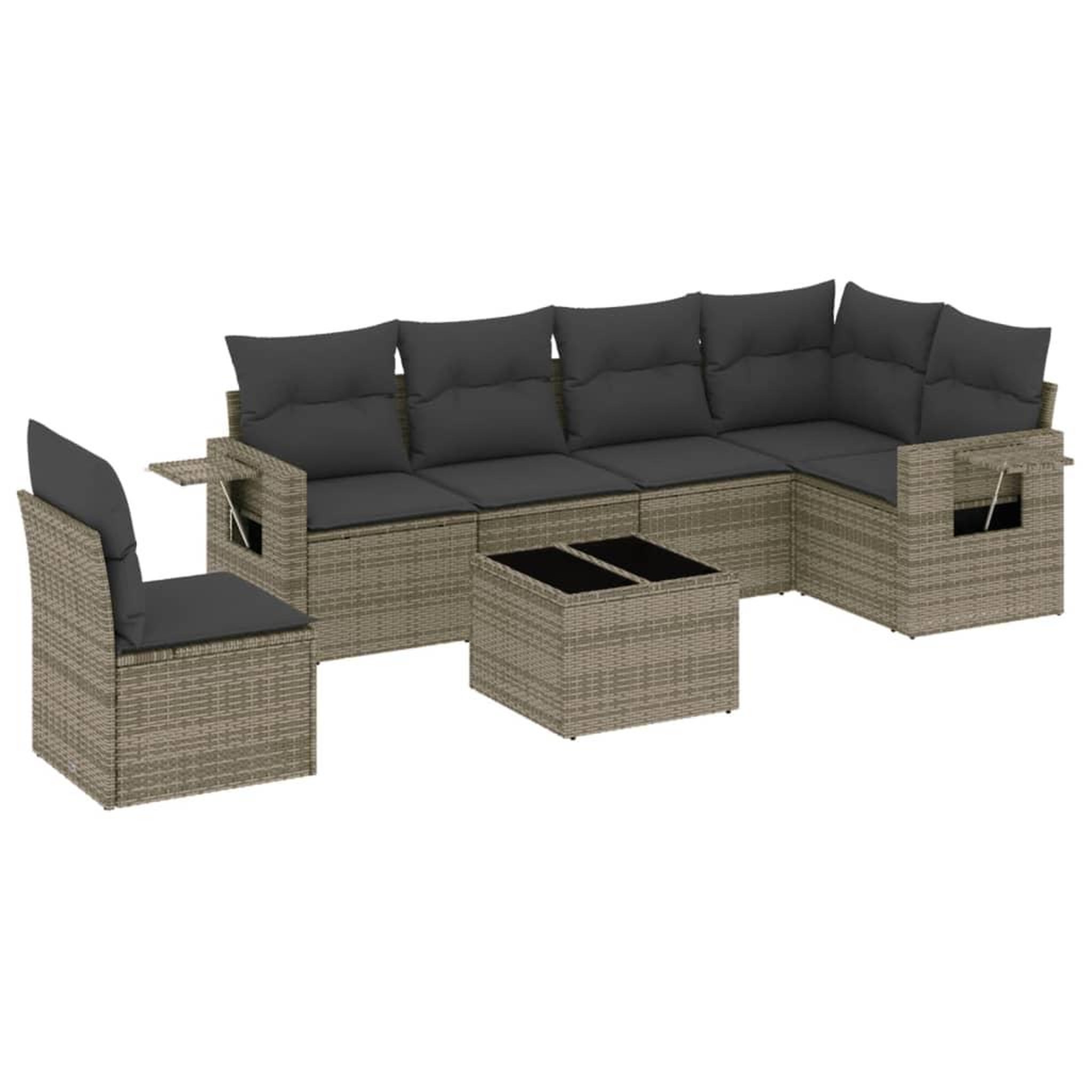 Voir la diapositive 2 : VIDAXL Salon de jardin avec coussins 7 pcs gris resine tressee