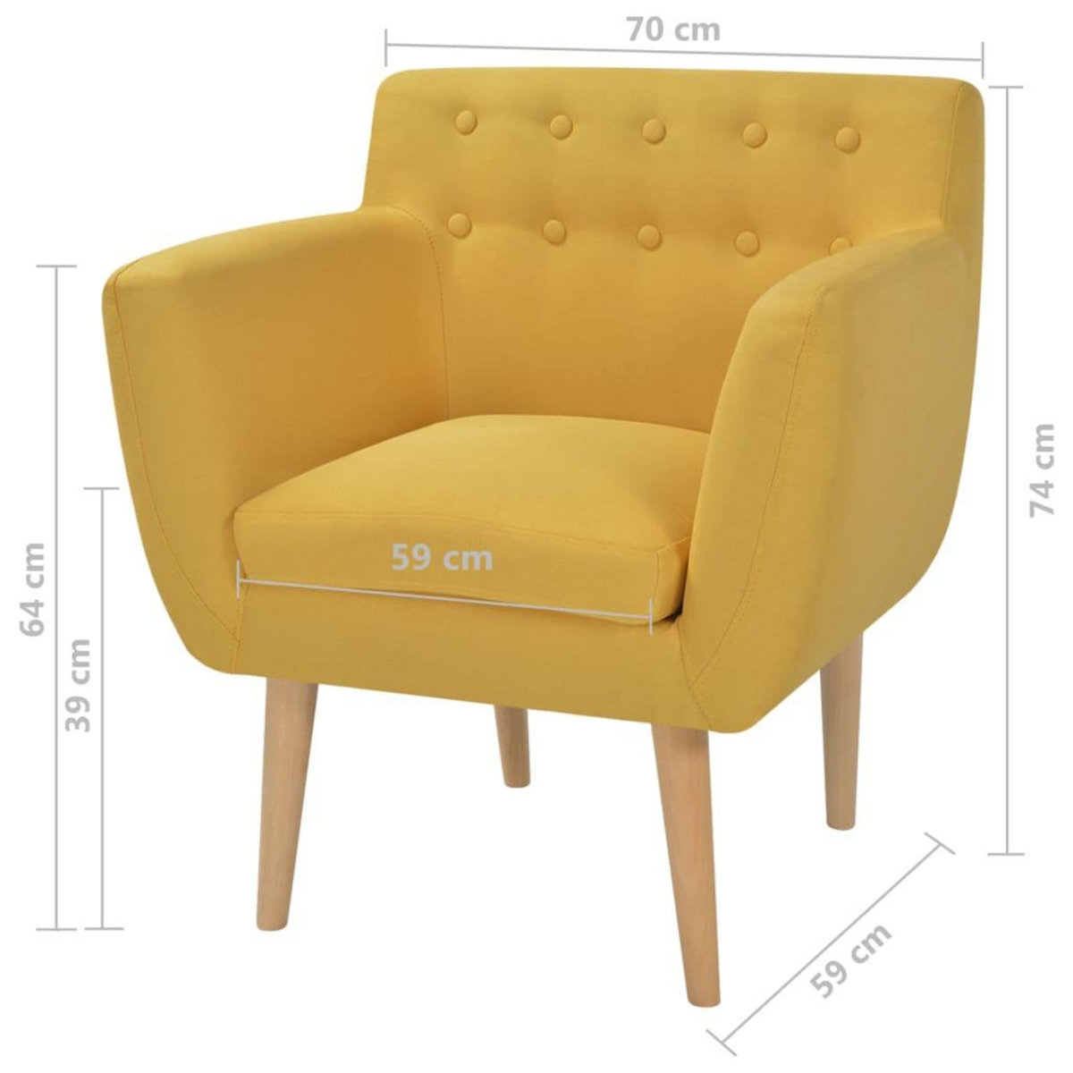 VIDAXL Fauteuil jaune tissu