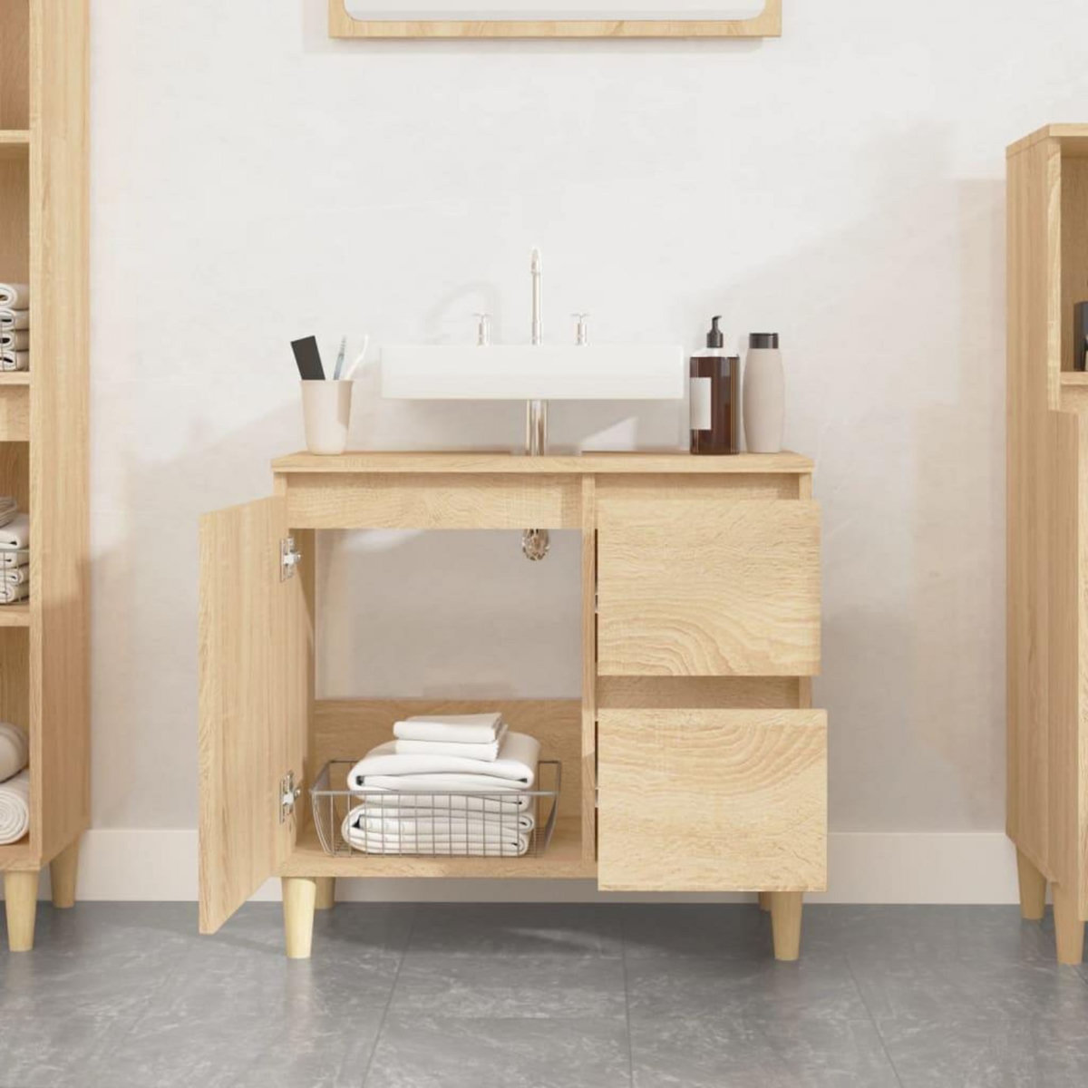 VIDAXL Armoire salle de bain chene sonoma 65x33x60 cm