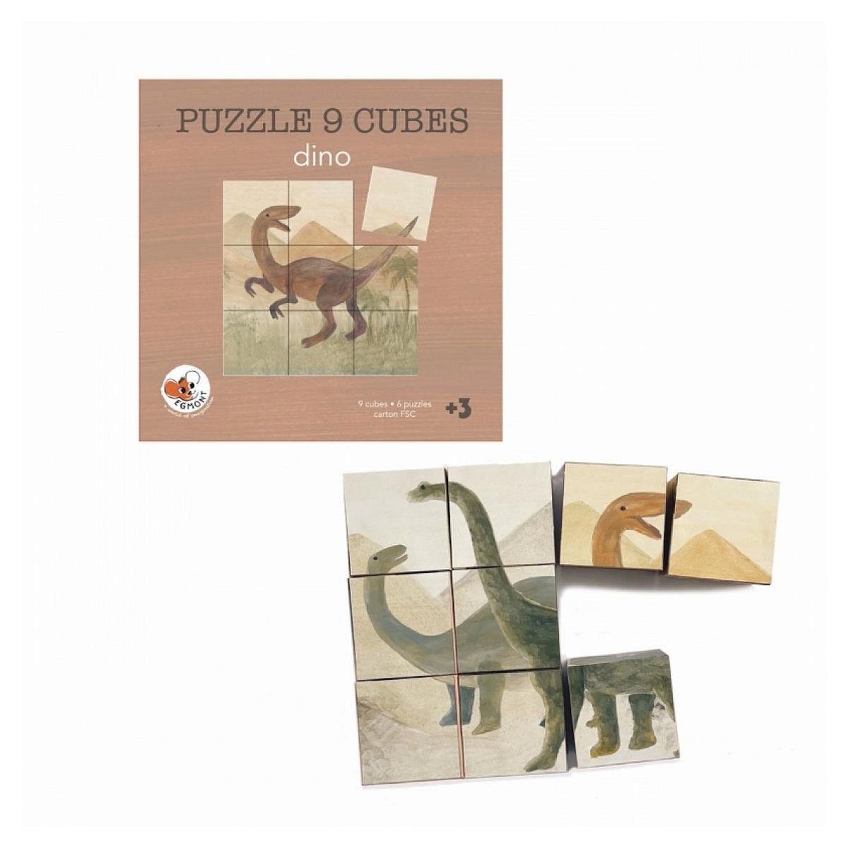 EGMONT TOYS Puzzle cube dinosaure en bois