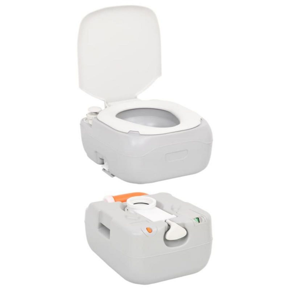 VIDAXL Toilette de camping portable gris et blanc 22+12 L PEHD