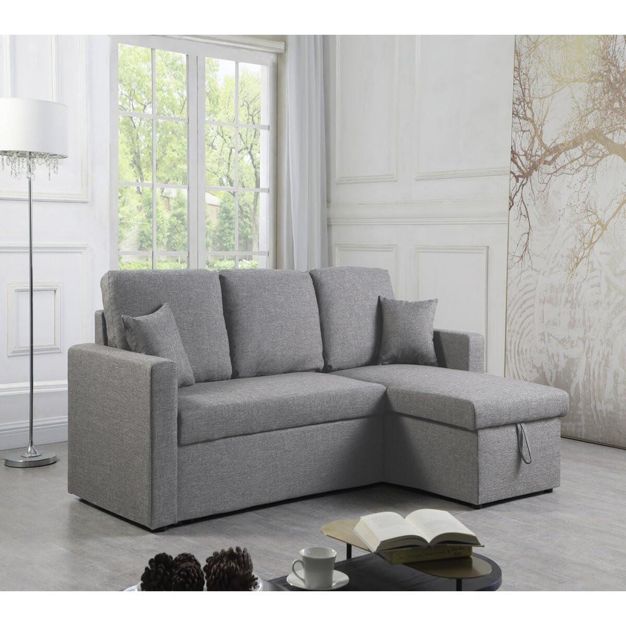 Voir la diapositive 2 : Habitat et Jardin Canapé d'angle convertible/ réversible avec coffre  alain ii  - 3 places - gris clair