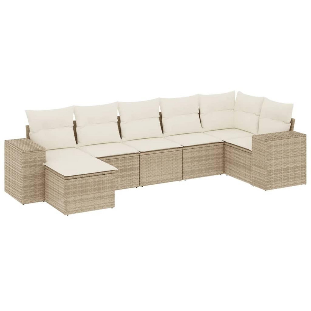 VIDAXL Salon de jardin avec coussins 7 pcs beige resine tressee