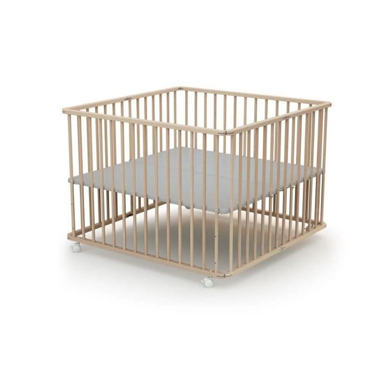 WEBABY Parc bébé pliant en bois 100 x 100 cm