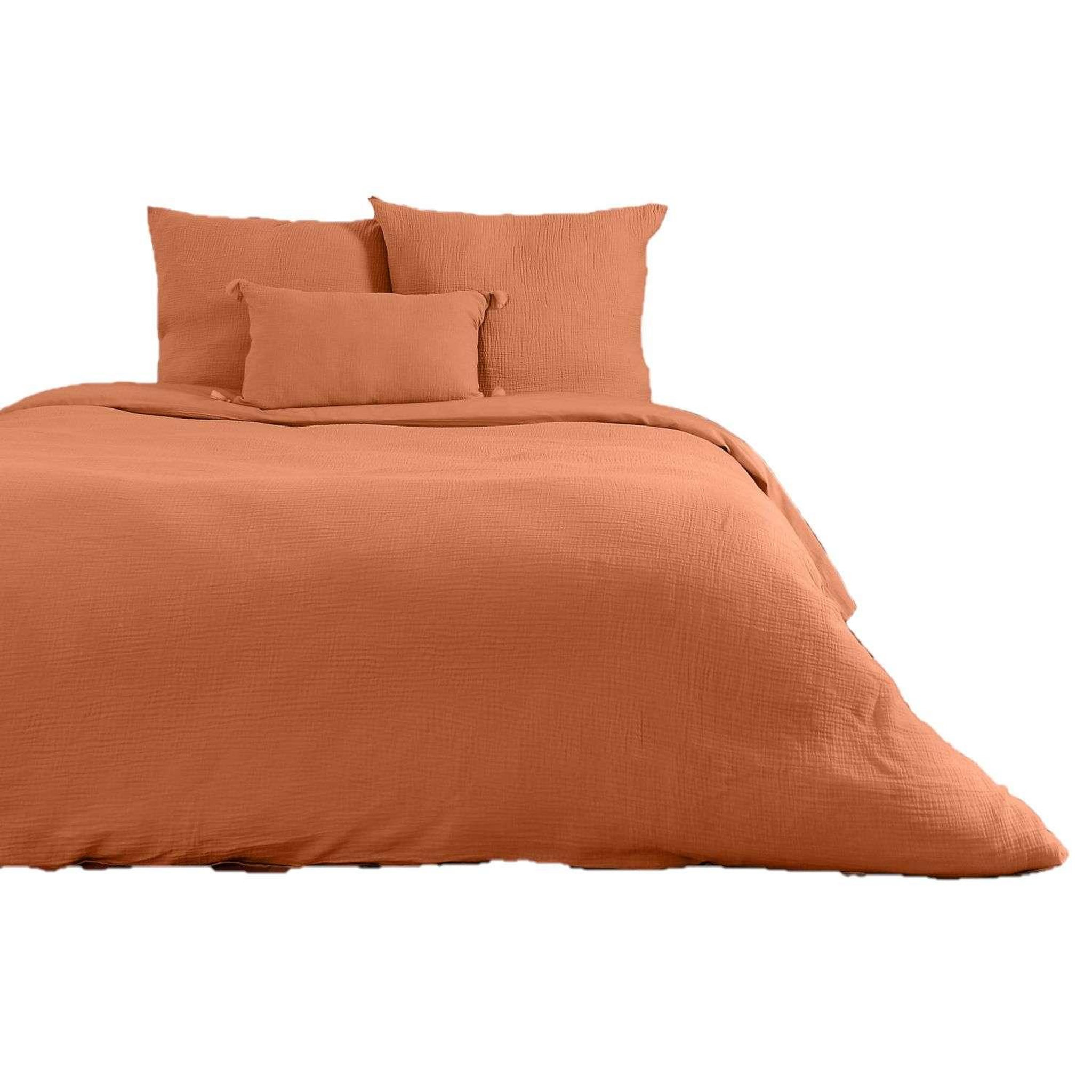 Voir la diapositive 1 : COTE DECO Parure de lit - double gaze de coton