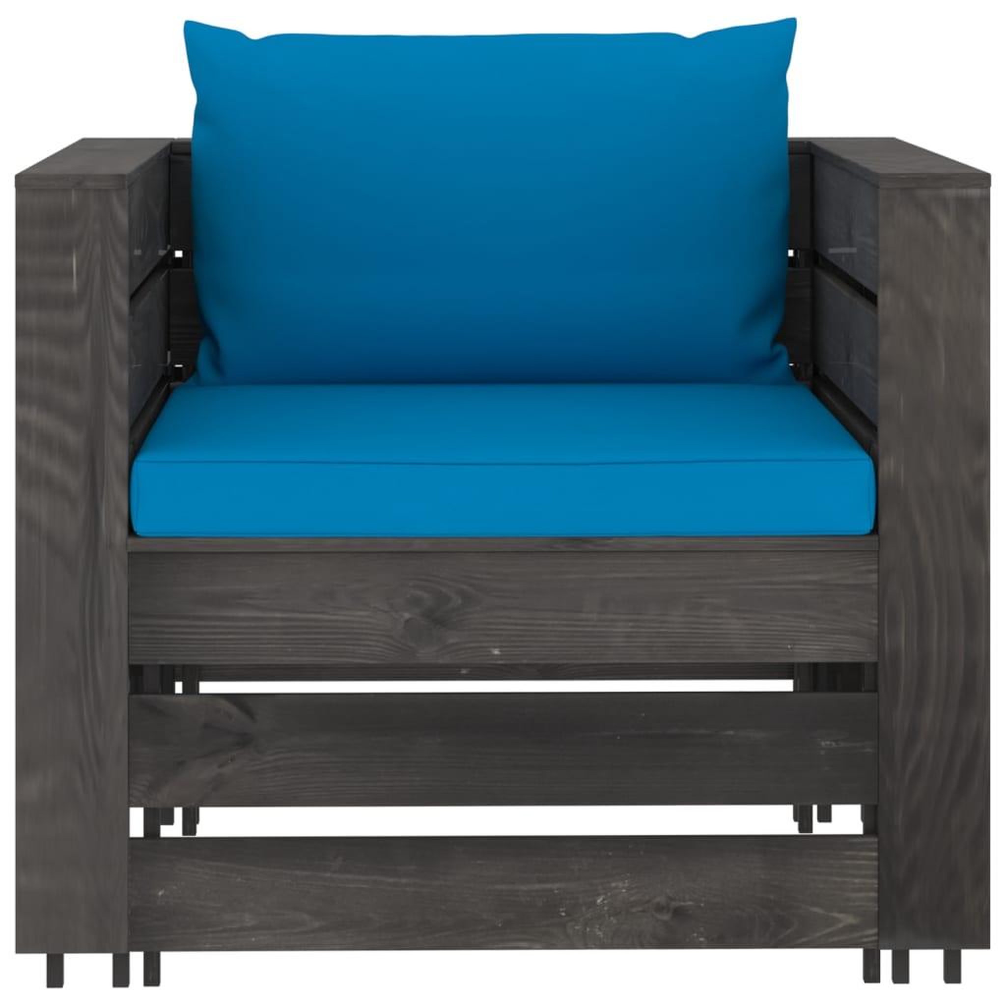 Voir la diapositive 4 : VIDAXL Salon de jardin 2 pcs avec coussins Bois impregne de gris