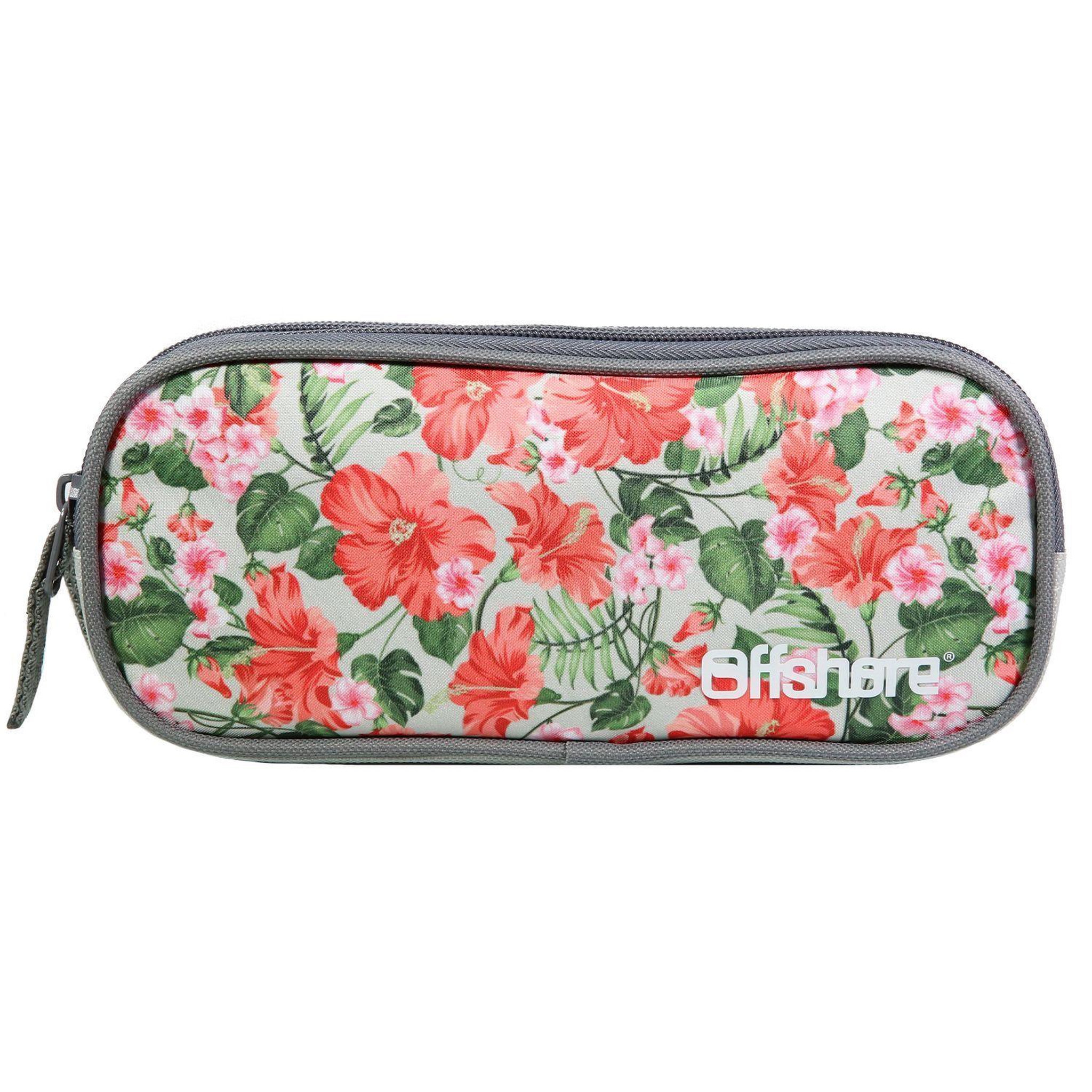 Bagtrotter BAGTROTTER Trousse scolaire 2 compartiments Offshore Grise Fleurs