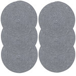 TOILINUX Lot de 6 sets de table rond en coton Alana. Coloris disponibles : Gris, Bleu