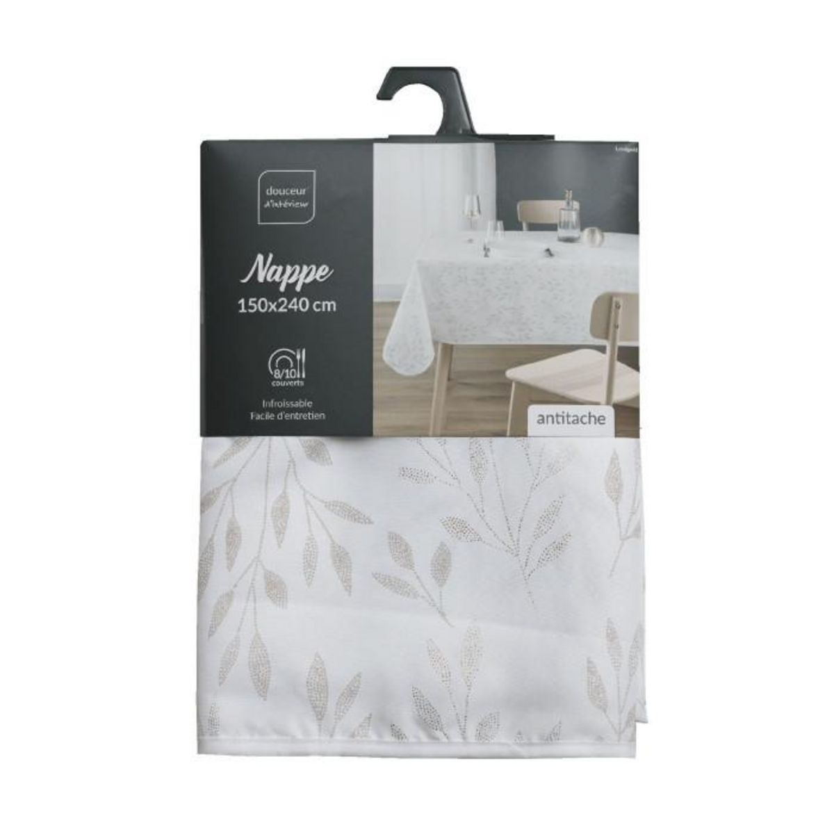 Paris Prix Nappe Antitache Imprimé  Lonigold  150x240cm Blanc