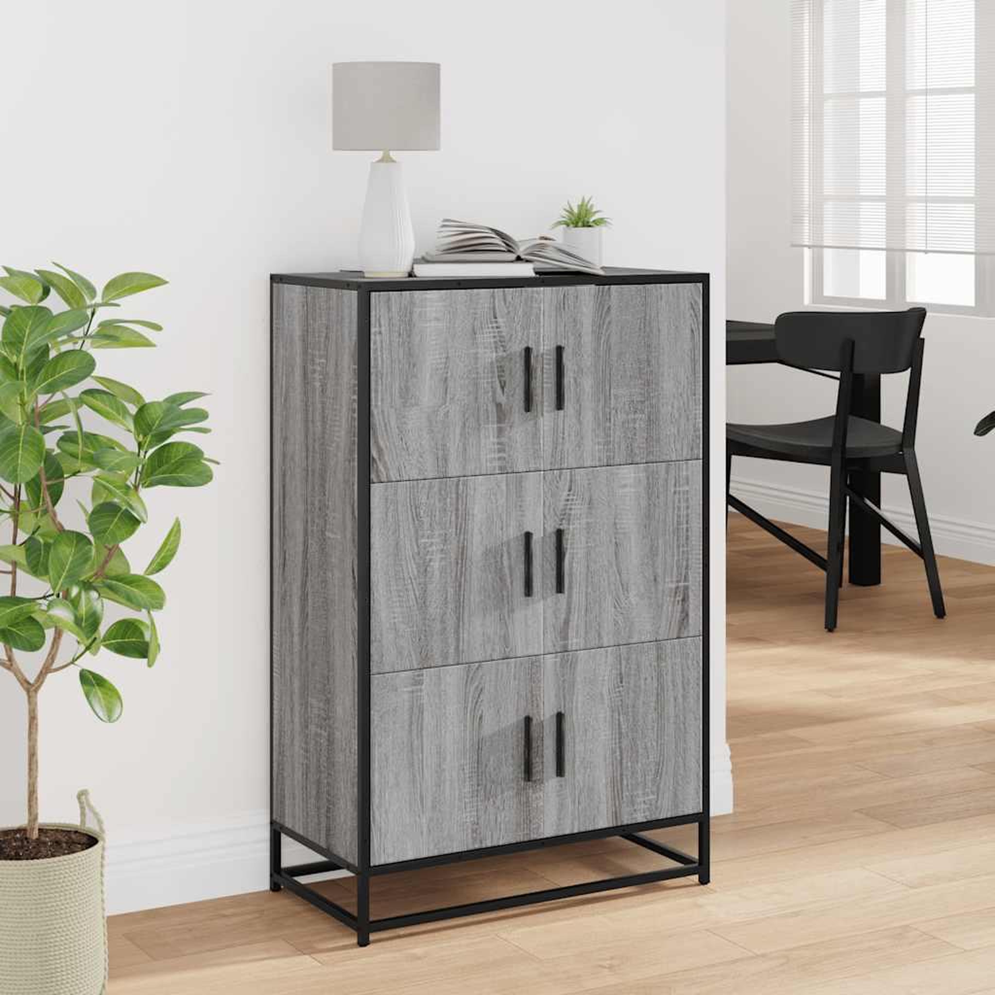 Voir la diapositive 3 : VIDAXL Buffet haut sonoma gris 68x35x106,5 cm bois ingenierie et metal