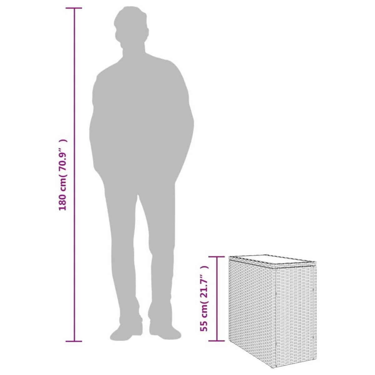 VIDAXL Table d'appoint de jardin avec dessus en verre beige rotin