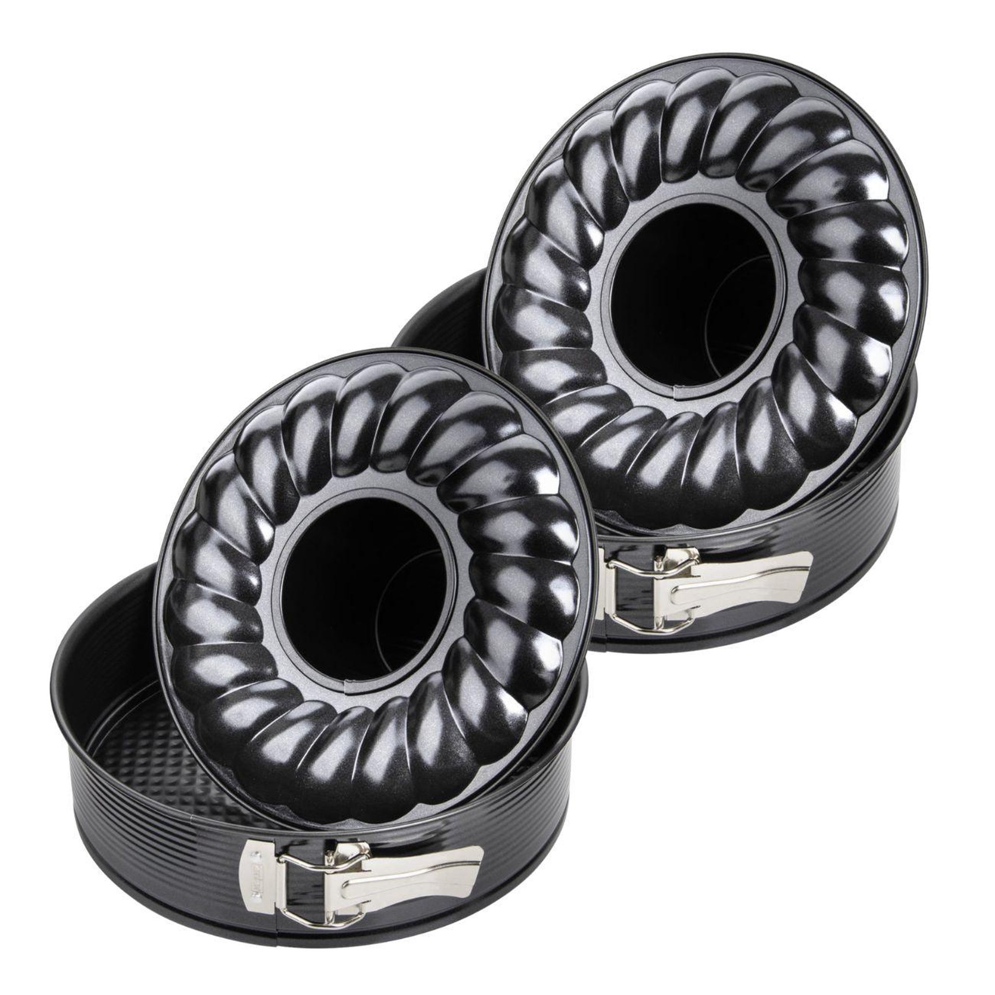 ZENKER Lot de 2 moules à gâteaux 24/24 cm en acier black metallic black mettallic zenker  black mettallic