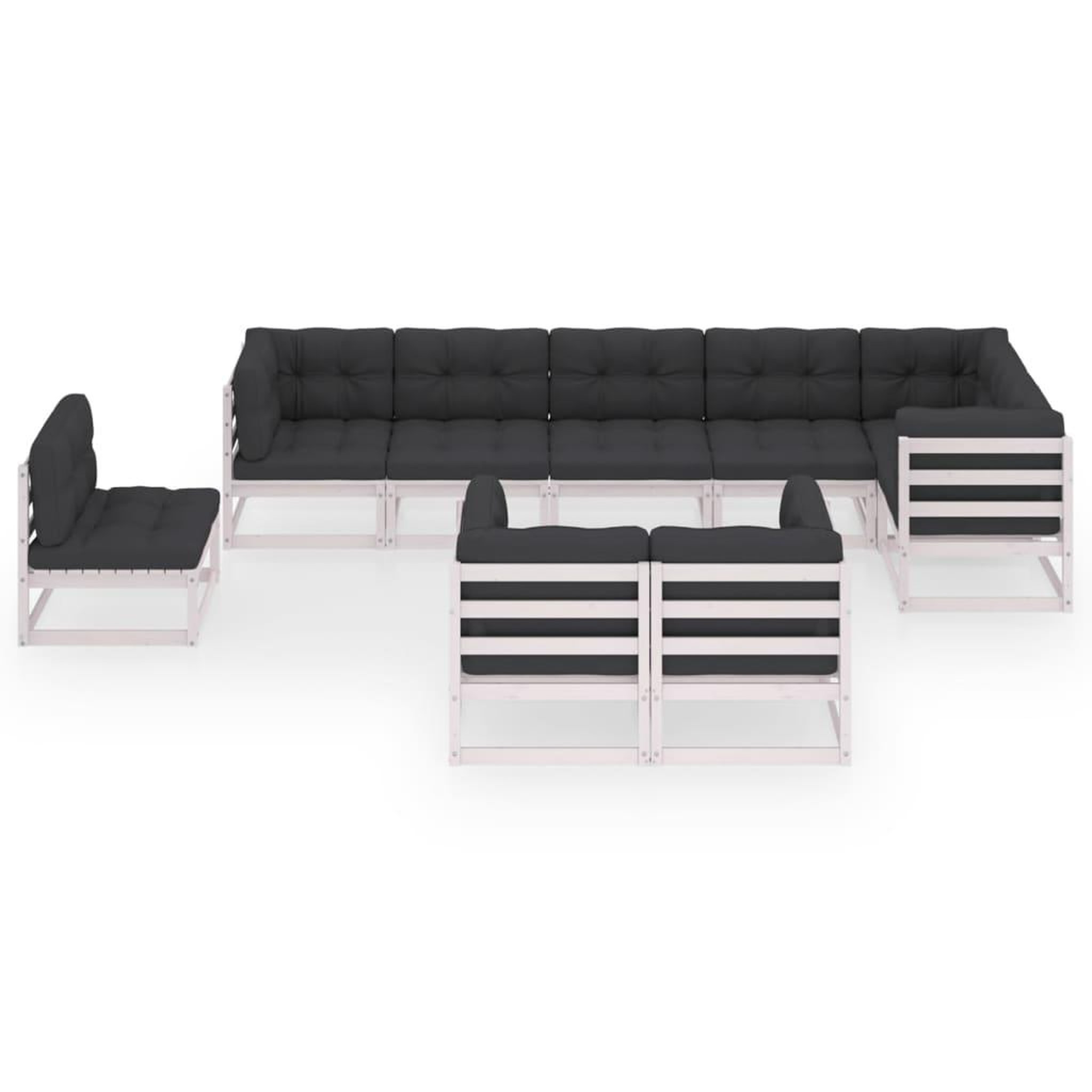 Voir la diapositive 3 : VIDAXL Salon de jardin 9 pcs avec coussins Bois de pin massif