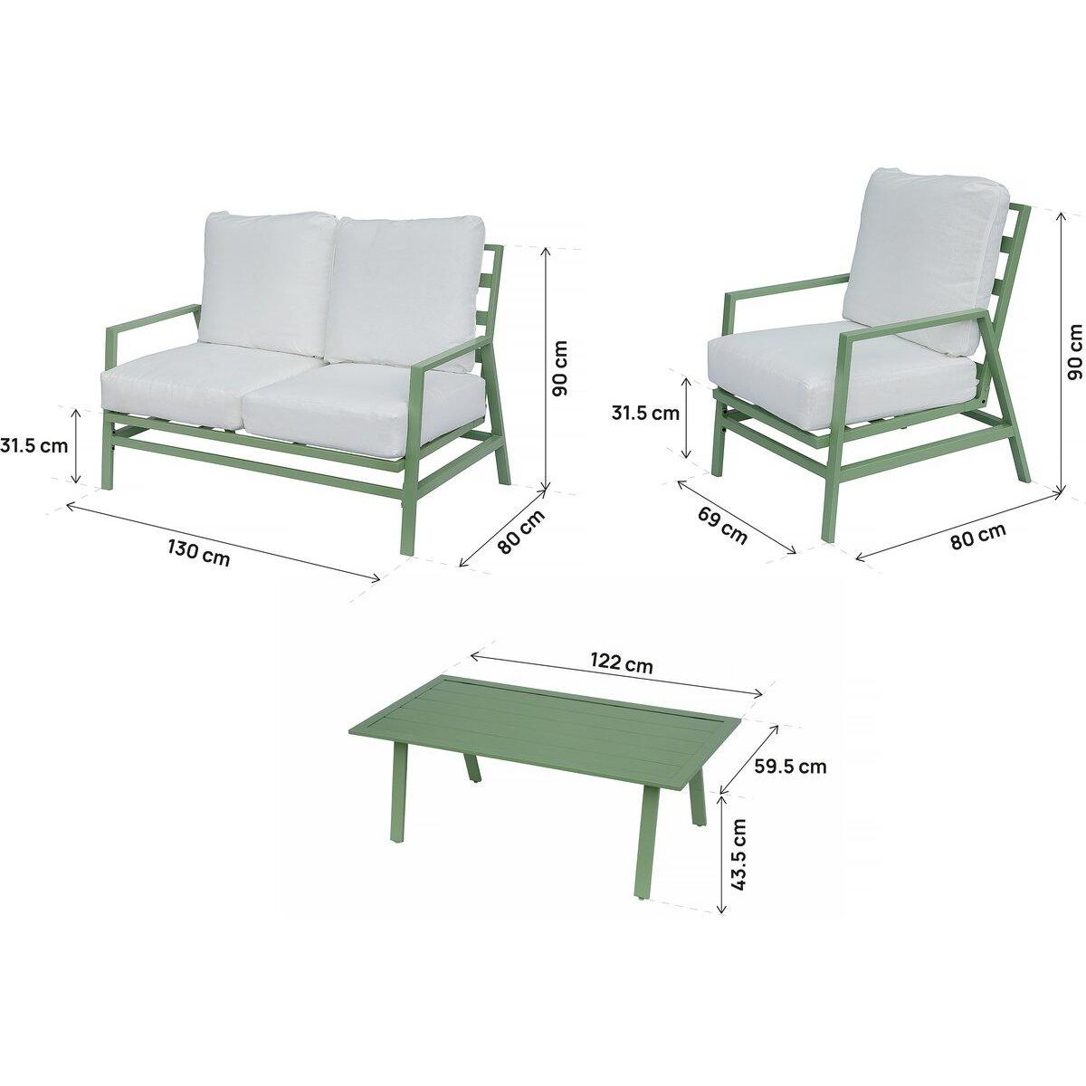 Habitat et Jardin Salon de jardin en métal  Queens  - 4 places - Vert