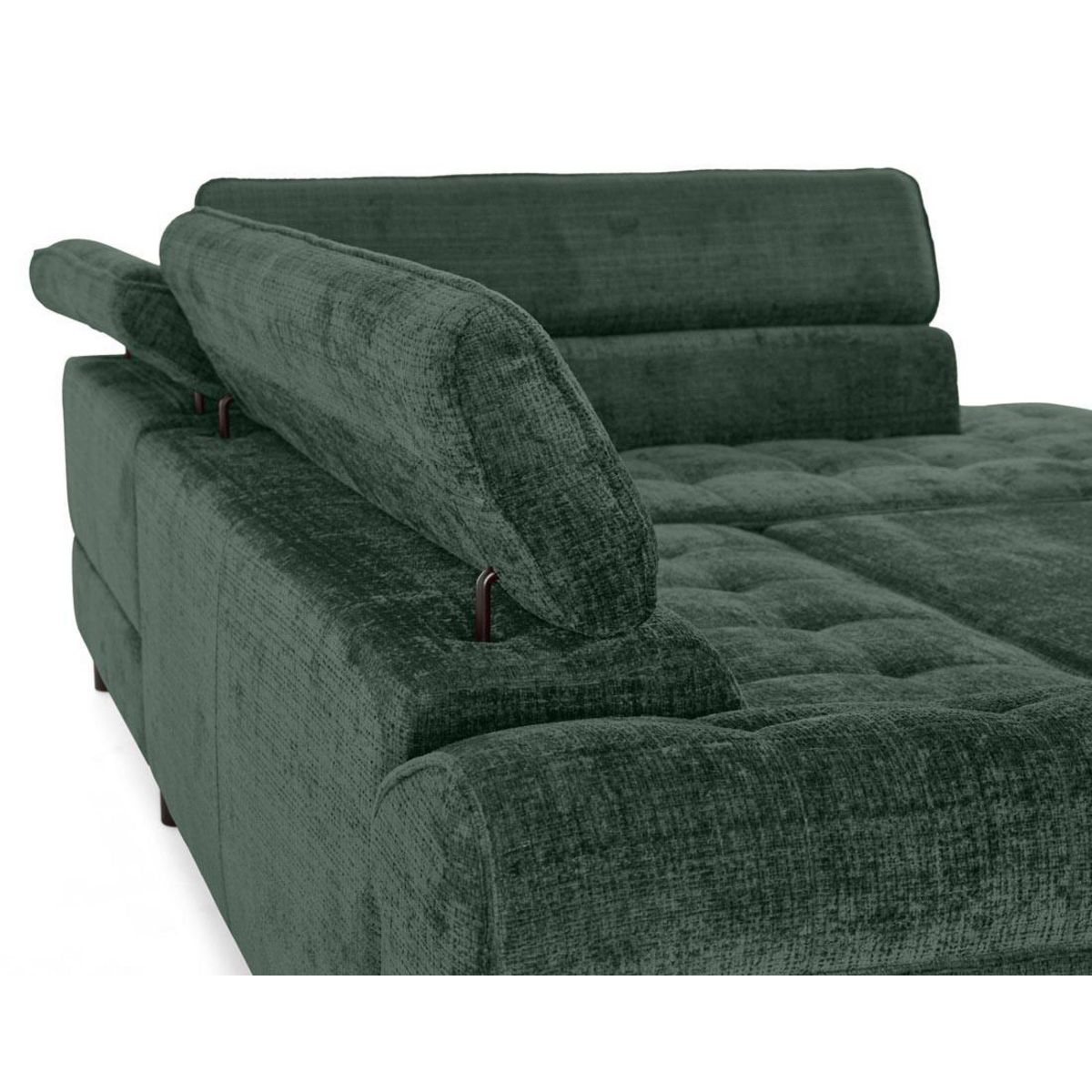 LISA DESIGN Marlo - canapé d'angle droit 5 places convertible avec coffre et têtières en velours texturé