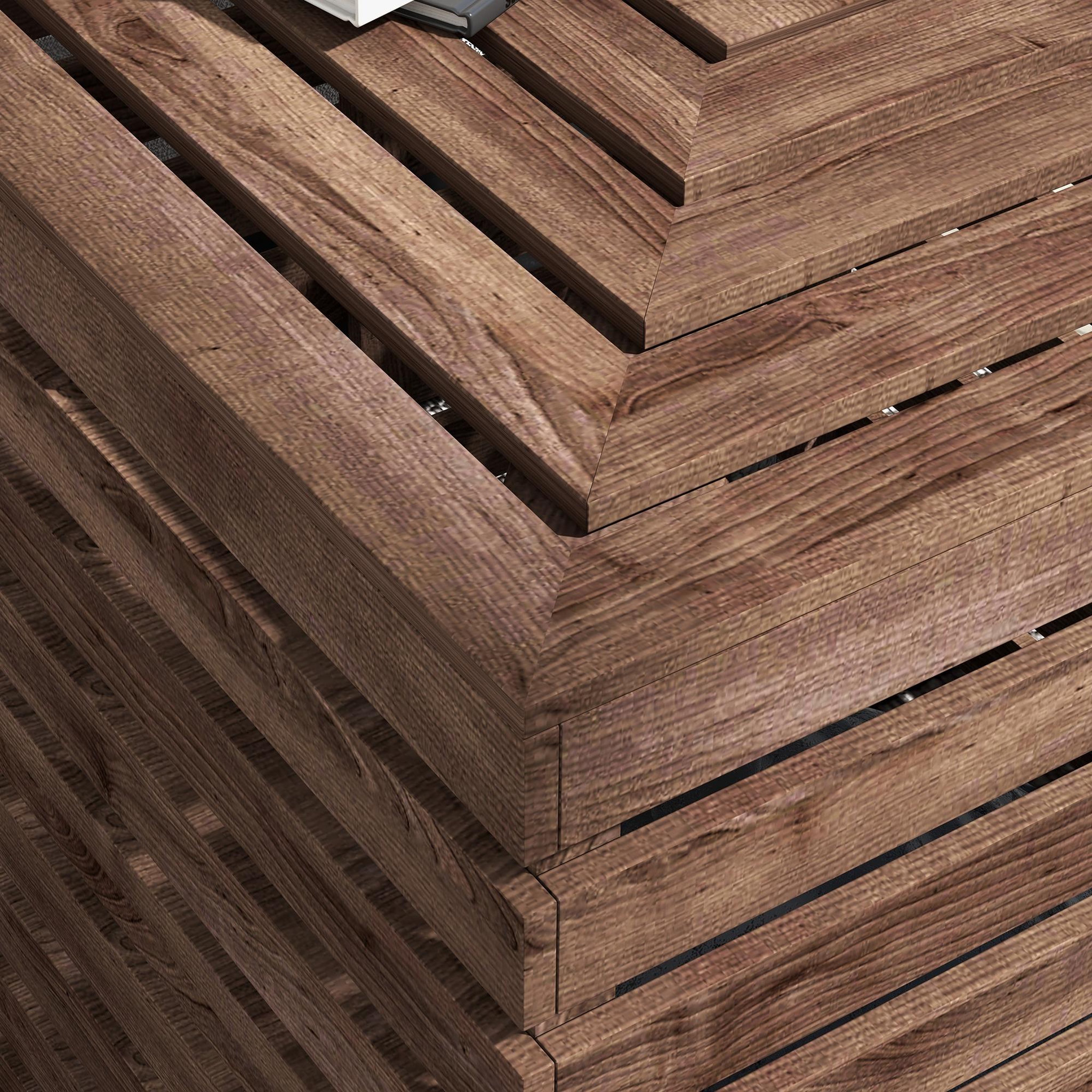 Voir la diapositive 5 : OUTSUNNY Pied de parasol coffre de rangement table basse 3 en 1 bois de sapin