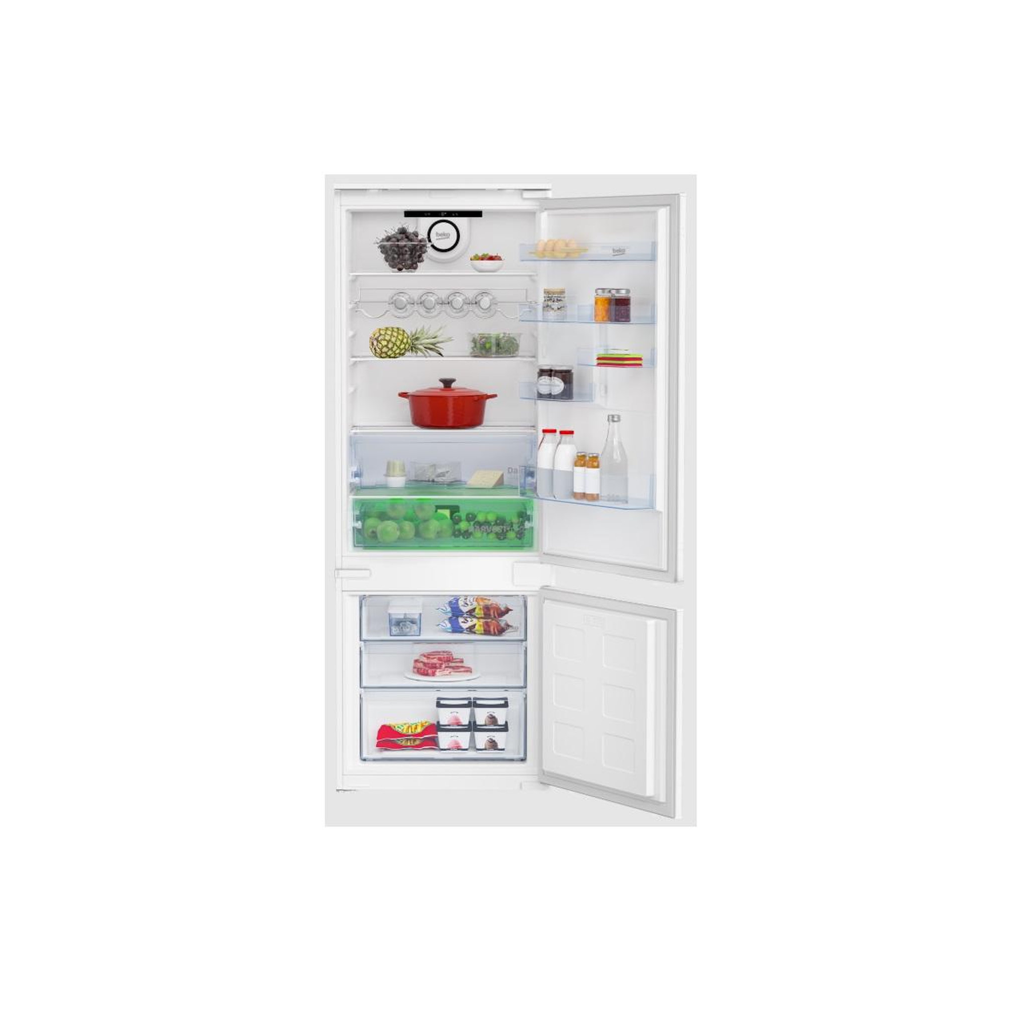 Beko Réfrigérateur combiné intégrable à pantographe 266l - bcse400e40sn