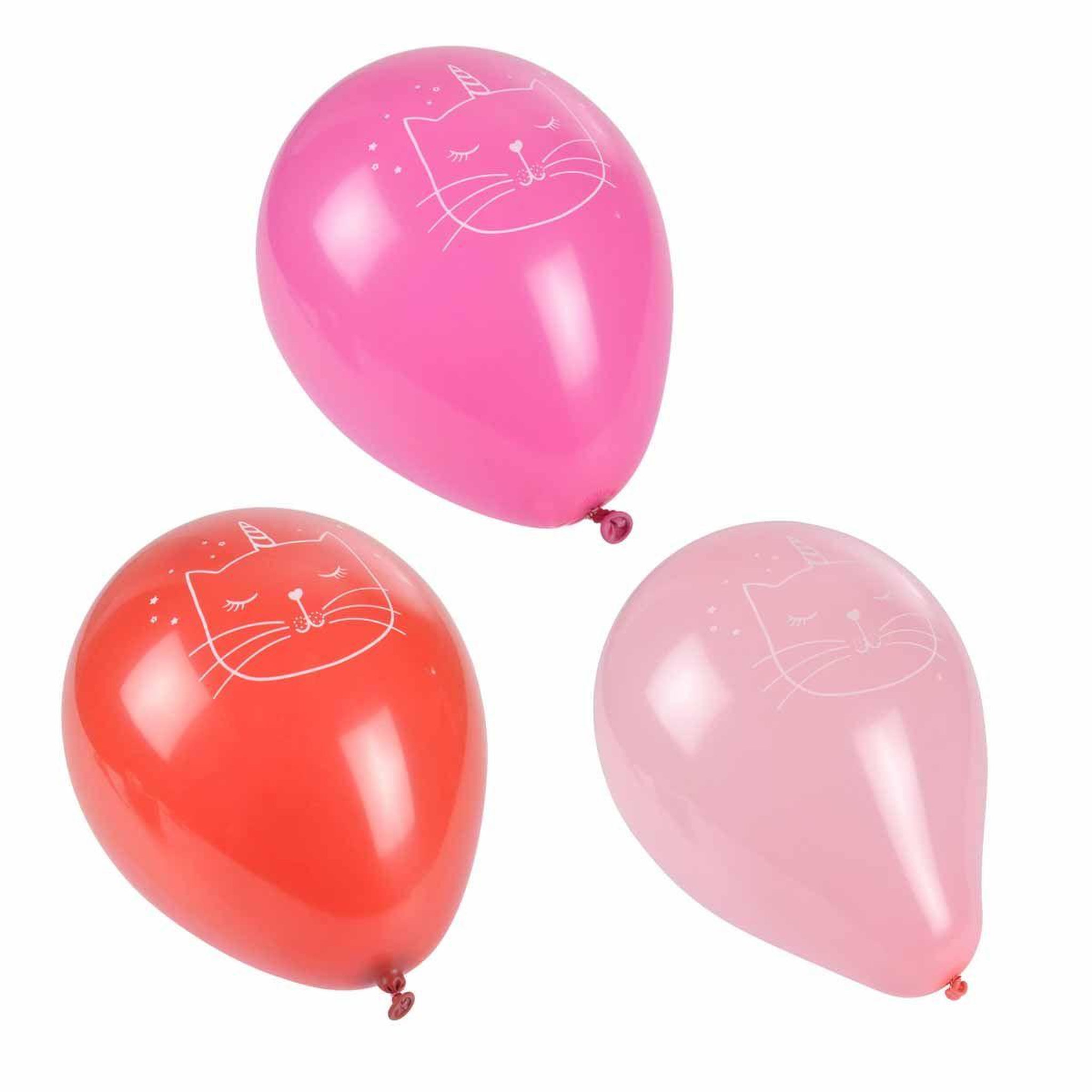 RIRE & CONFETTI Lot de 6 Ballons Gonflables  Boho Chat  23cm Rose