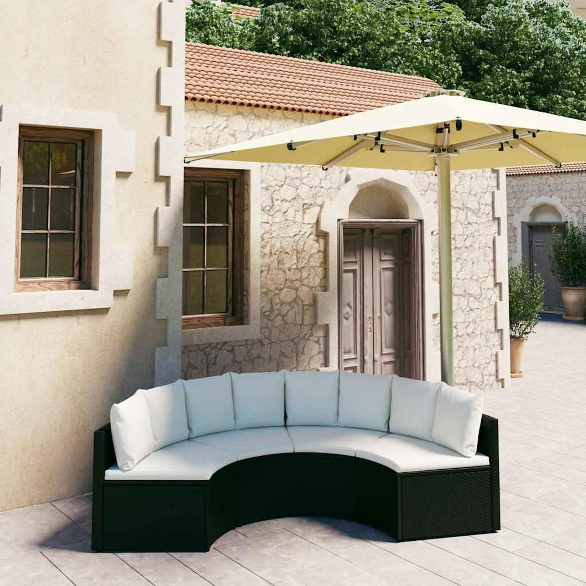 Voir la diapositive 2 : VIDAXL Salon de jardin 4 pcs avec coussins Resine tressee Noir