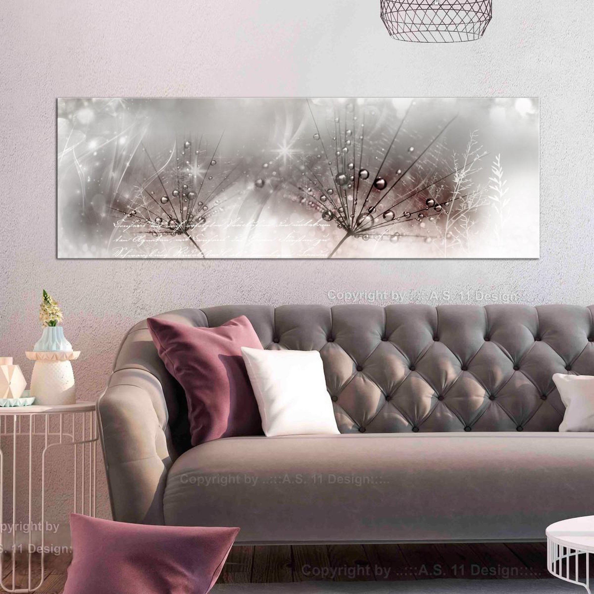 Voir la diapositive 2 : Paris Prix Tableau Imprimé  Drops of Dew Pink Narrow