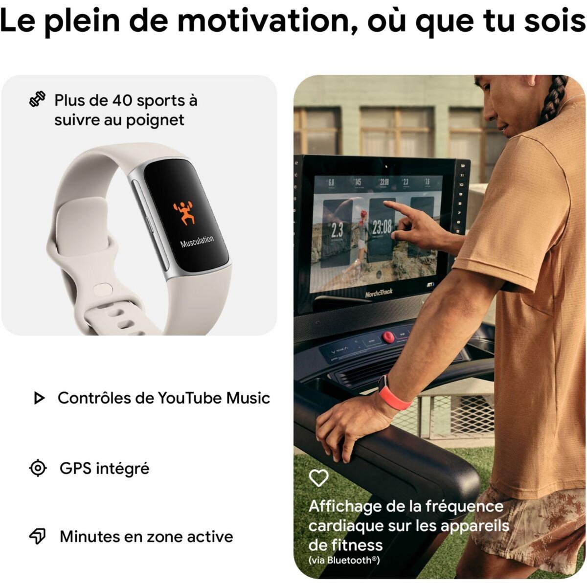 Fitbit Bracelet connecté Charge 6 Argent et porcelaine