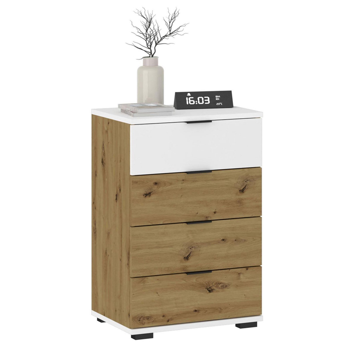 IDIMEX Table de chevet 4 tiroirs TARBES en mélaminé