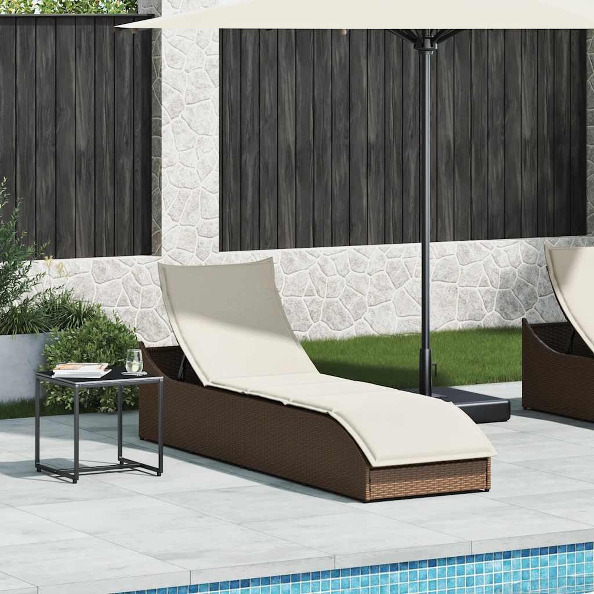 Voir la diapositive 2 : VIDAXL Chaise longue pliante coussin rangement marron resine tressee