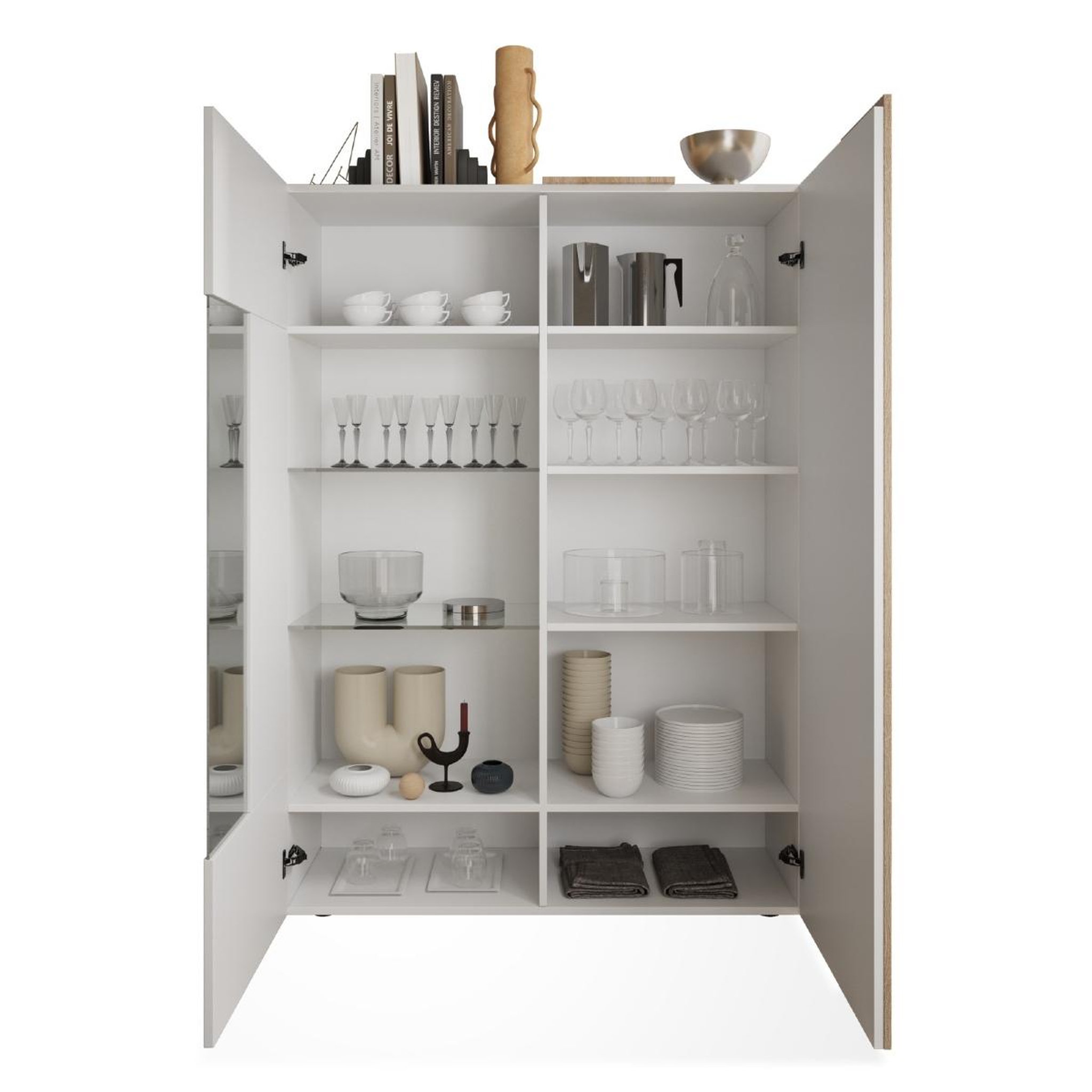Voir la diapositive 6 : JLC KREATION Vitrine moderne blanc et bois 2 portes SIA