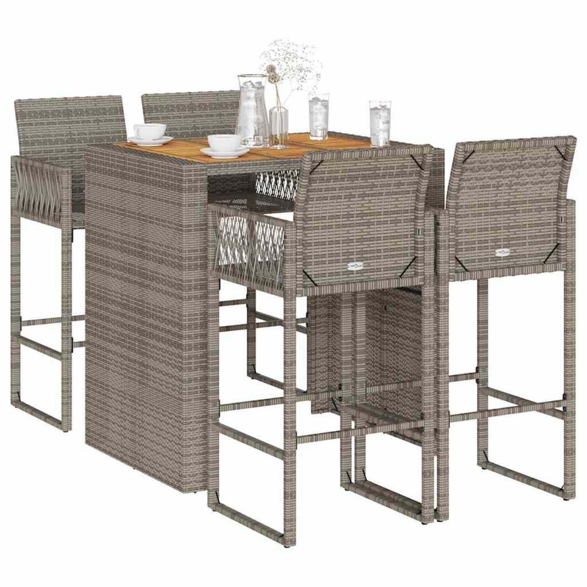 VIDAXL Ensemble de bar de jardin 5 pcs sans coussins gris poly rotin