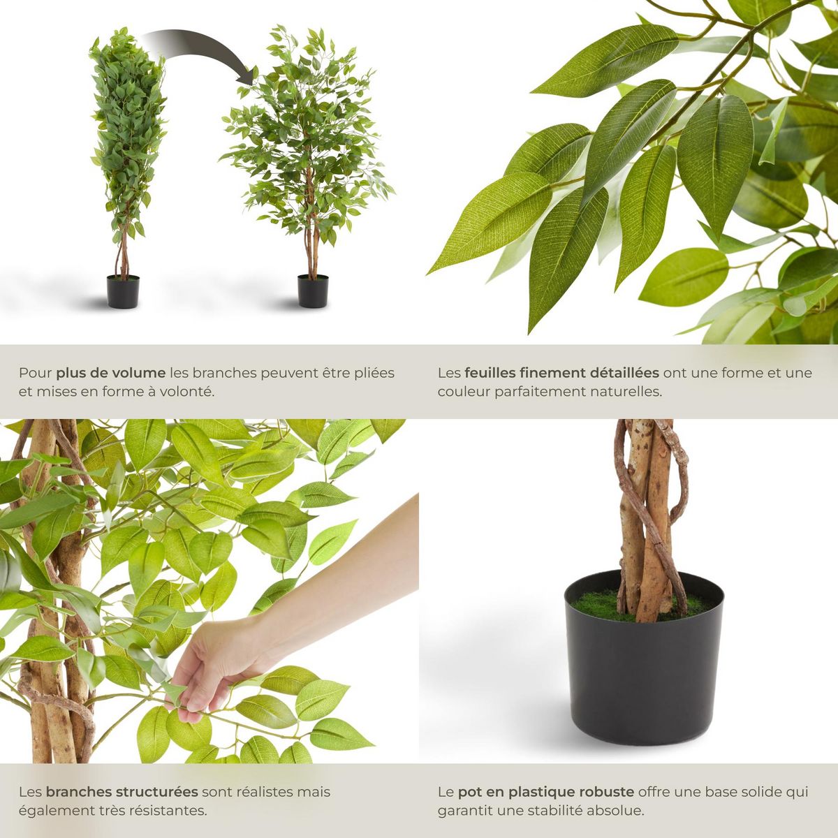 tectake Ficus artificiel design très réaliste vert
