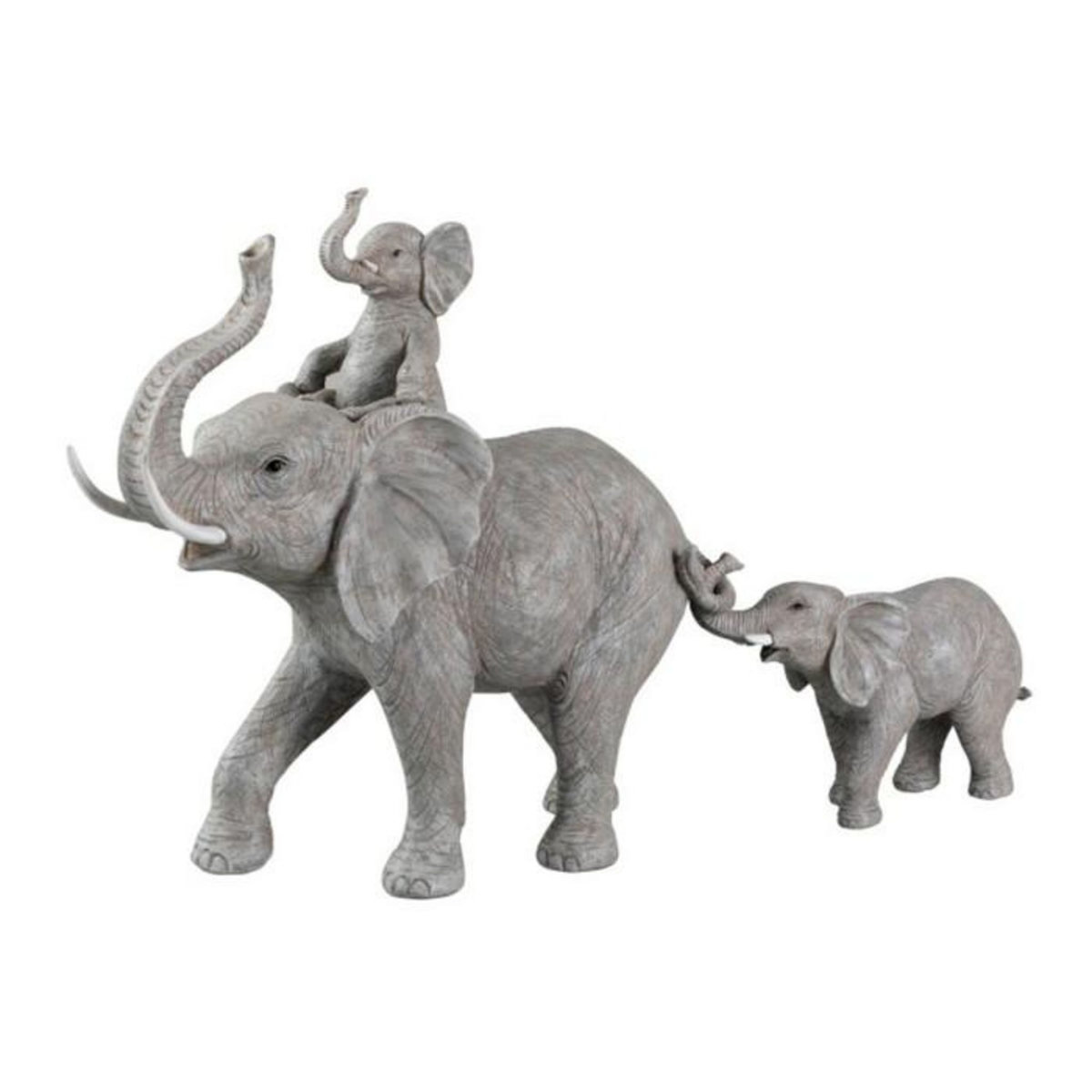 Paris Prix Statuette Déco  Bébé Eléphant sur Dos  71cm Gris