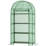 OUTSUNNY Serre de jardin serre de balcon 4 étagères métal porte zippée enroulable 80 x 49 x 160 cm PE vert