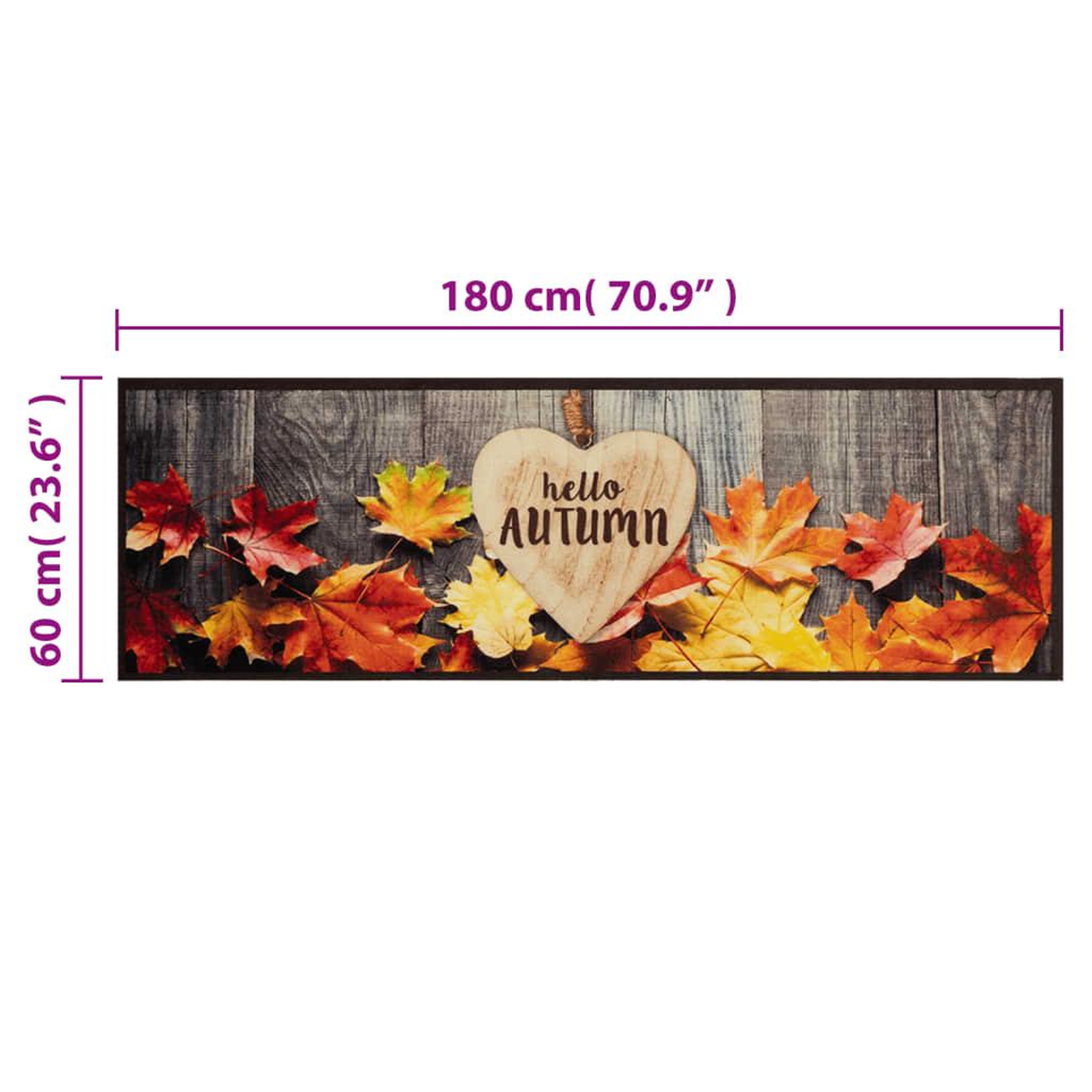 Voir la diapositive 5 : VIDAXL Tapis de cuisine lavable impression d'automne 60x180 cm velours