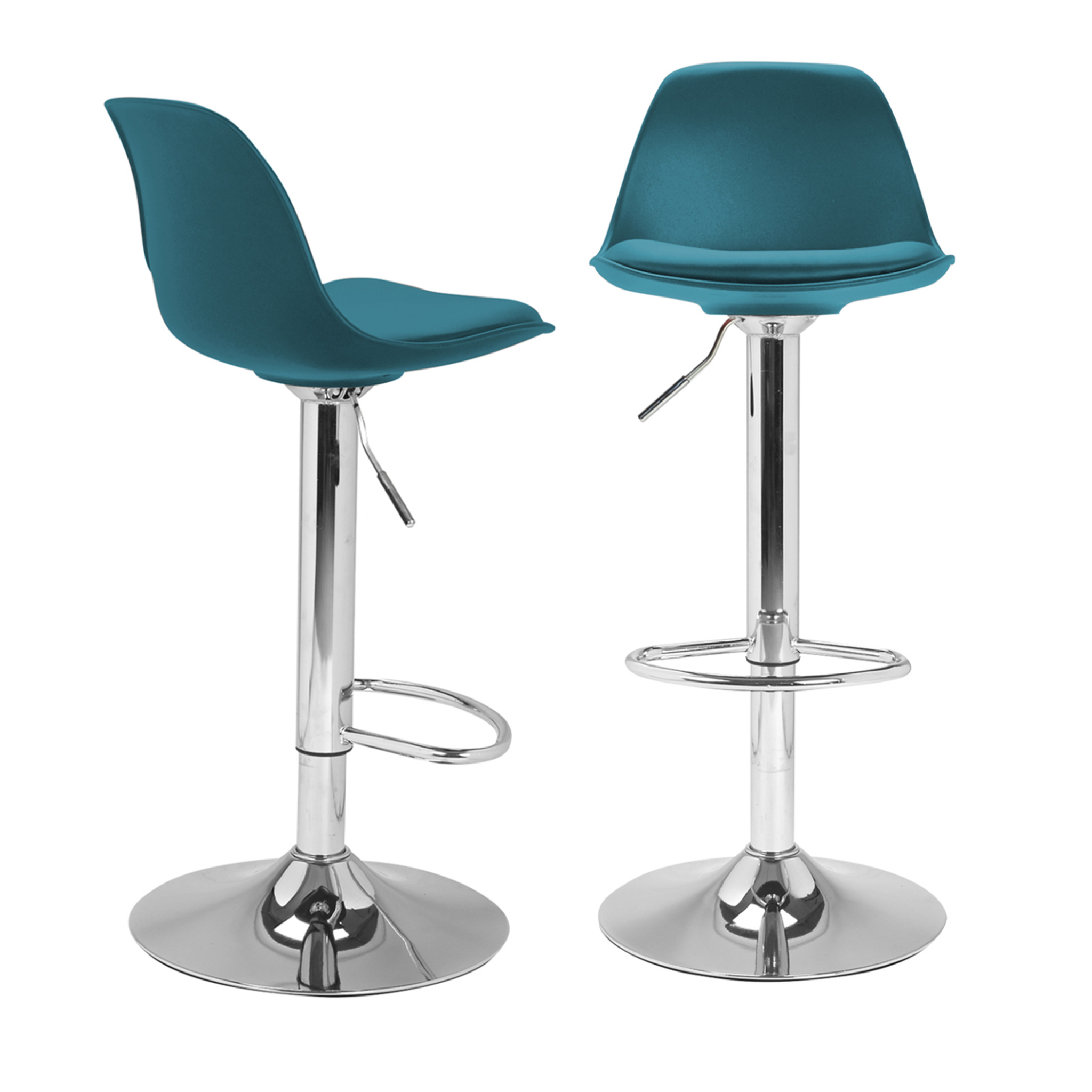 ID MARKET Lot de 2 tabourets de bar karl design bleu canard