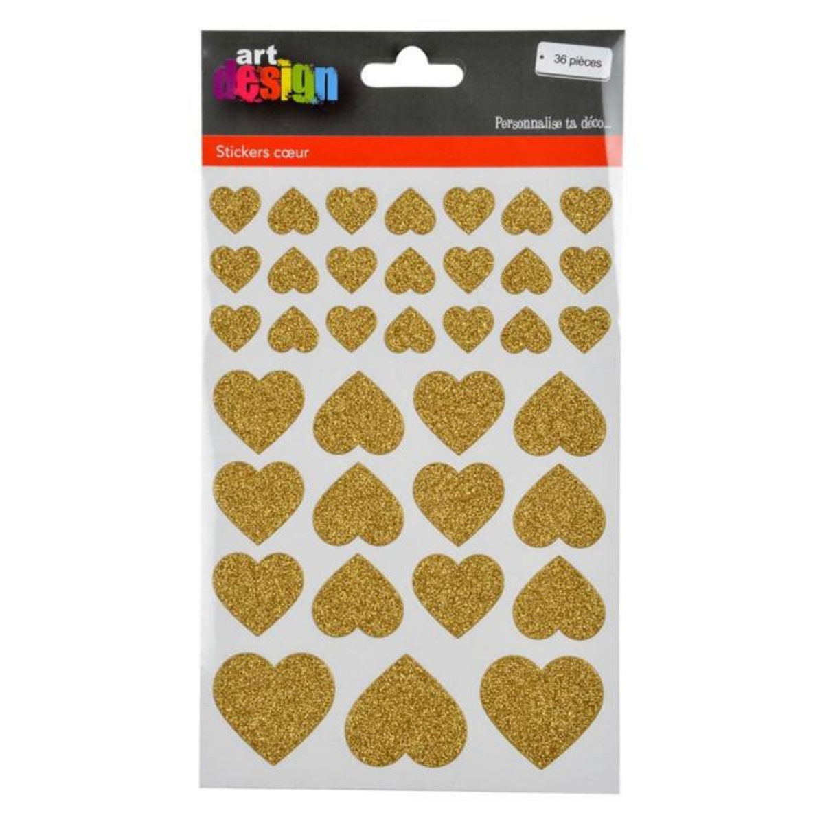 Paris Prix Lot de 36 Stickers Cœur  Glitter  Or