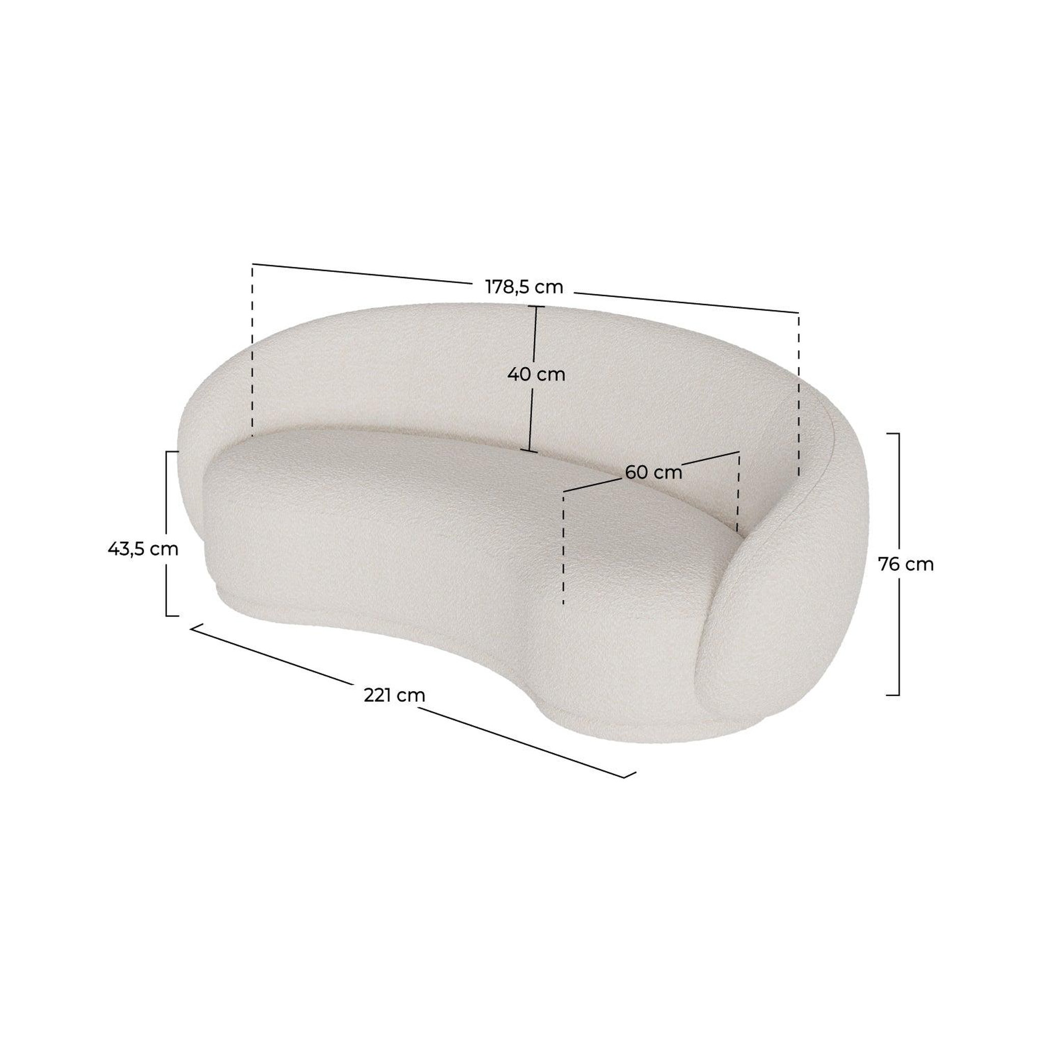 Voir la diapositive 4 : MAISON PAVANE Canapé 3 places en tissu bouclé blanc-nova