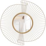 HOMCOM Miroir mural décoratif dia. 60 cm inspiration Art Déco métal doré