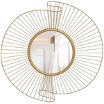 HOMCOM Miroir mural décoratif dia. 60 cm inspiration Art Déco métal doré