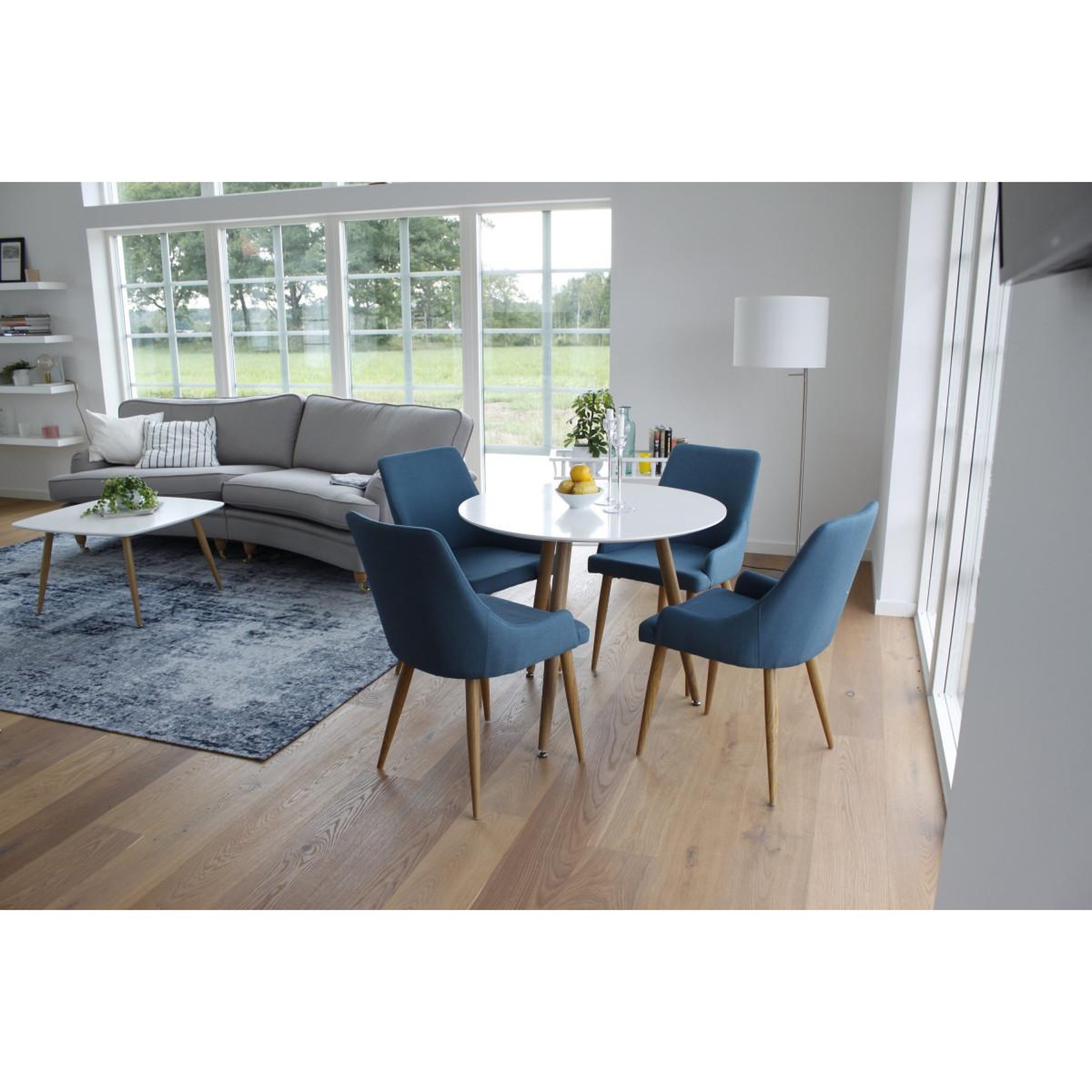 Voir la diapositive 4 : Paris Prix Table à manger ronde  polar  90cm blanc & naturel