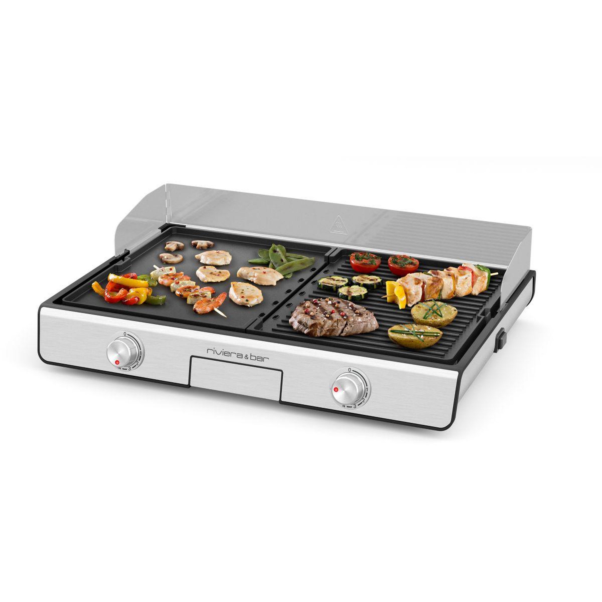 Voir la diapositive 3 : Riviera & Bar Plancha électrique QPL530 réversible à poser, 45.5x28.5 cm