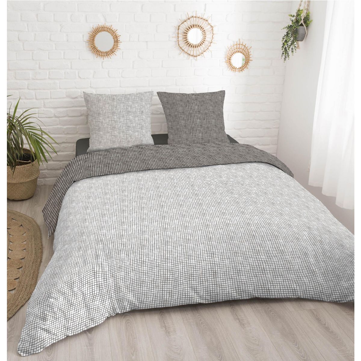 ACTUEL Parure housse de couette en coton 57 fils SAMBA